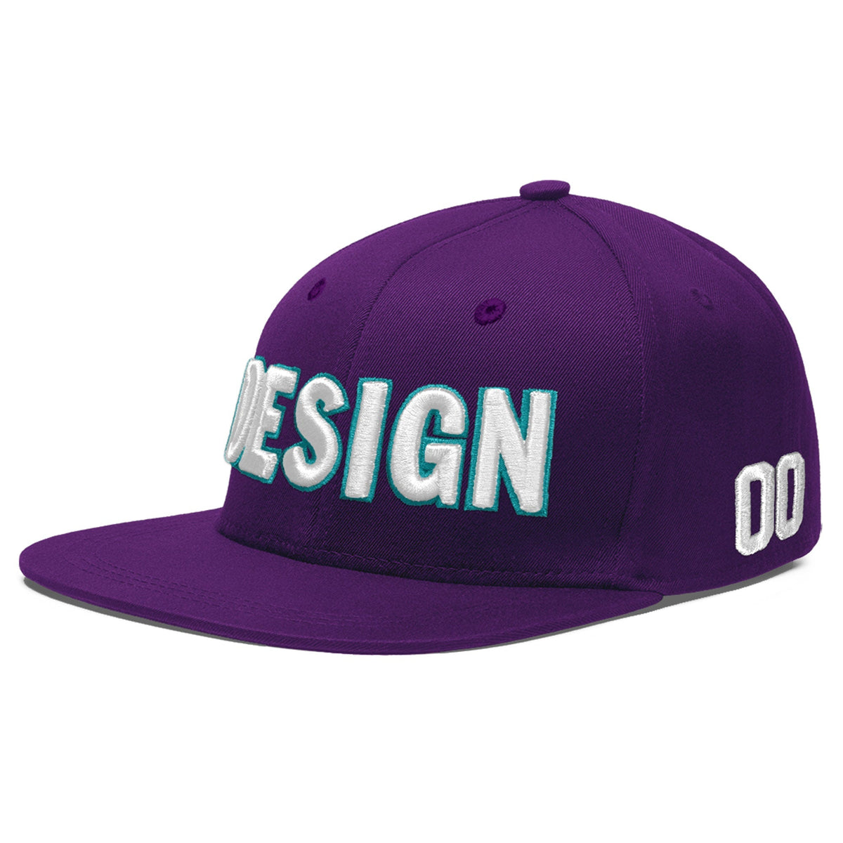 Custom Purple 3D Puff Embroidery Flat Embroidery Casual Sport Baseball Cap