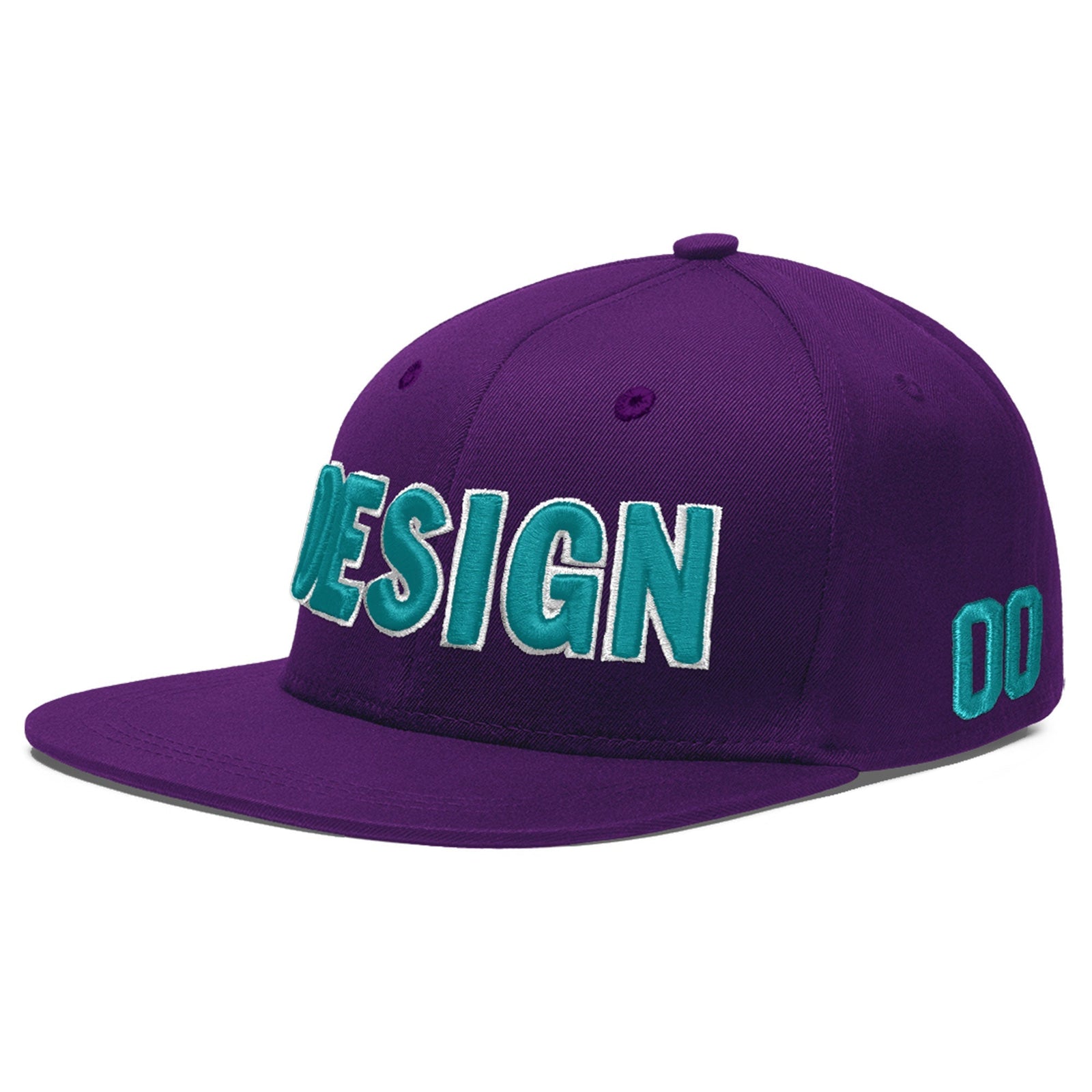 Custom Purple 3D Puff Embroidery Flat Embroidery Casual Sport Baseball Cap