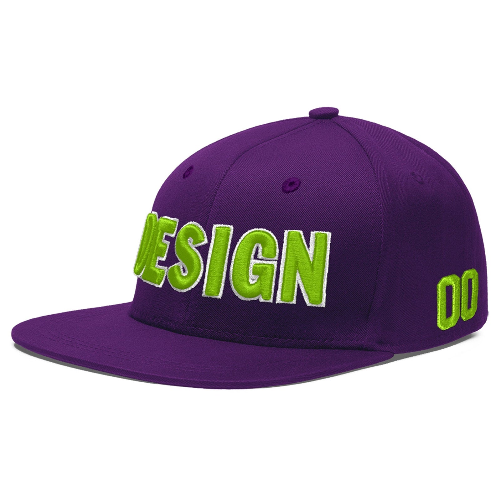 Custom Purple 3D Puff Embroidery Flat Embroidery Casual Sport Baseball Cap