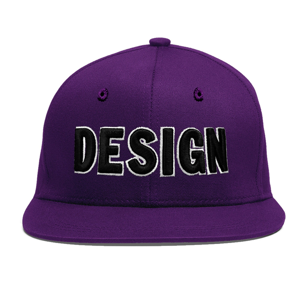 Custom Purple 3D Puff Embroidery Flat Embroidery Casual Sport Baseball Cap