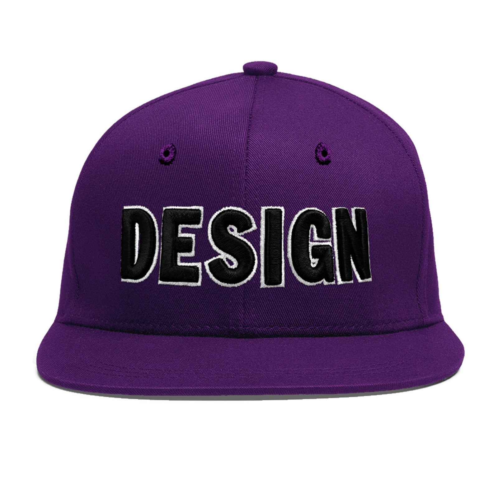 Custom Purple 3D Puff Embroidery Flat Embroidery Casual Sport Baseball Cap