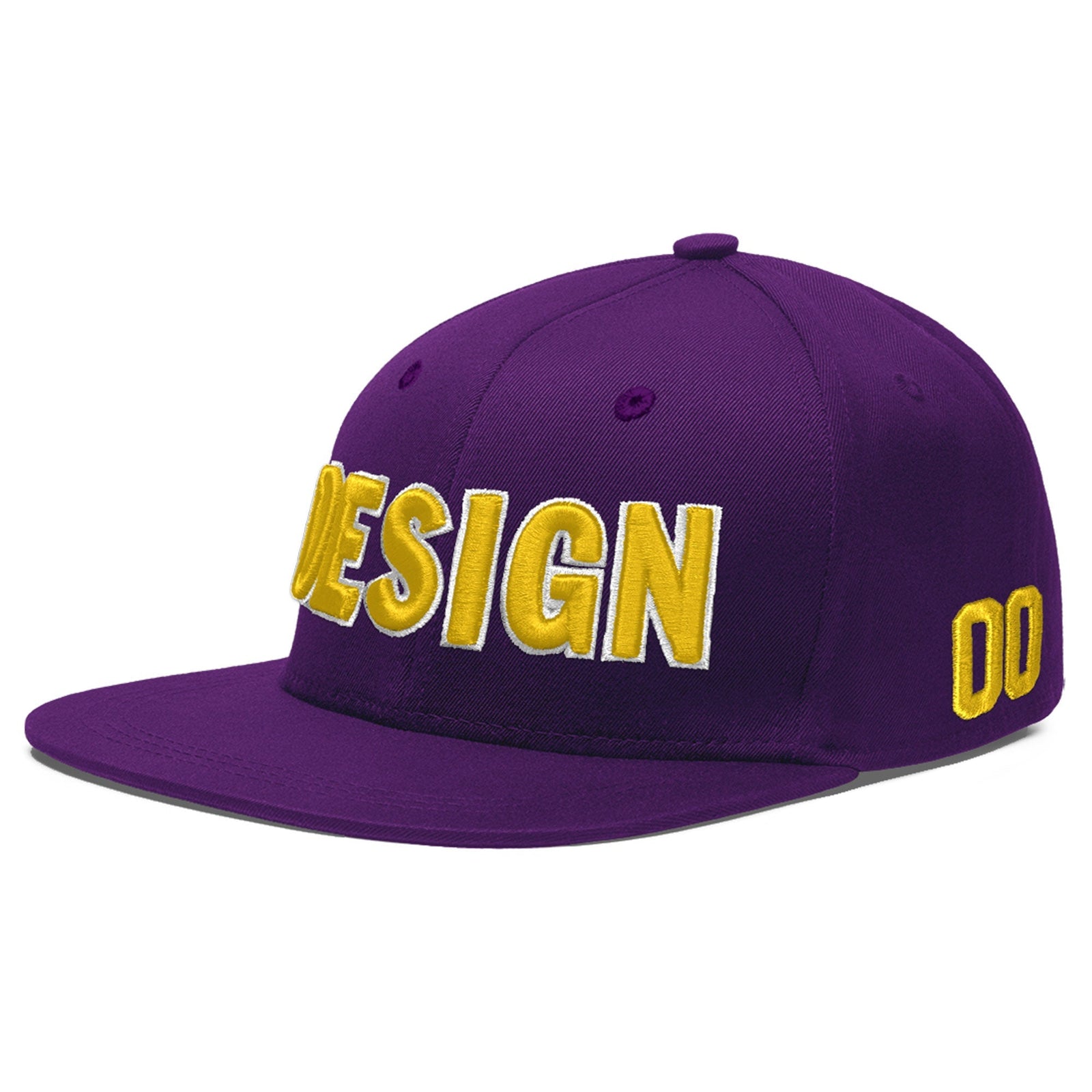 Custom Purple 3D Puff Embroidery Flat Embroidery Casual Sport Baseball Cap