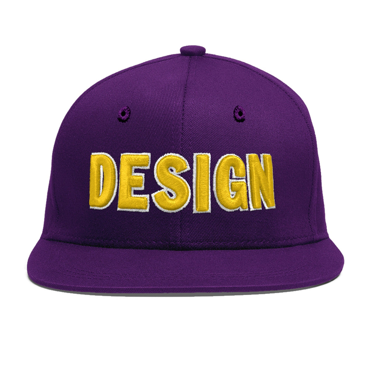 Custom Purple 3D Puff Embroidery Flat Embroidery Casual Sport Baseball Cap