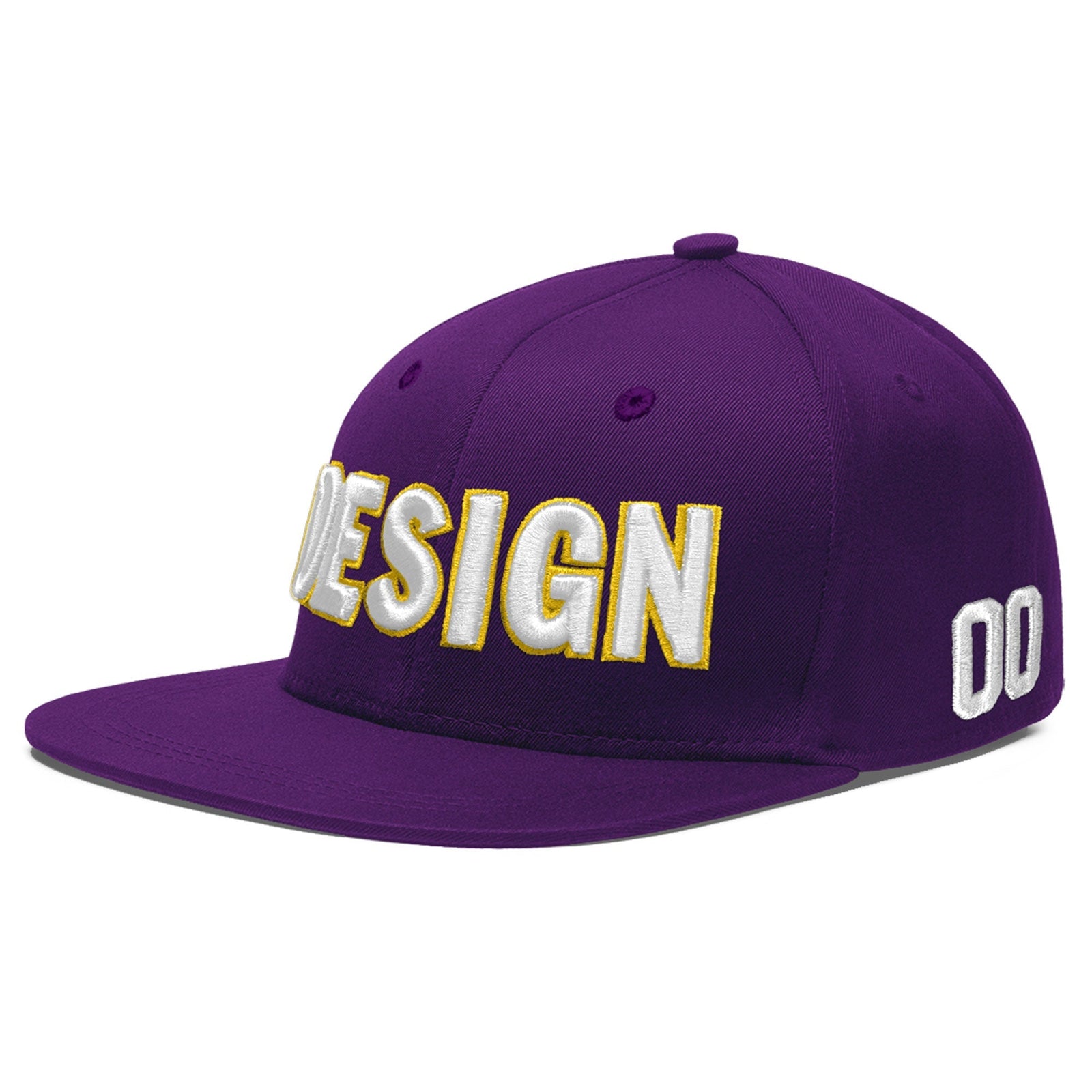 Custom Purple 3D Puff Embroidery Flat Embroidery Casual Sport Baseball Cap