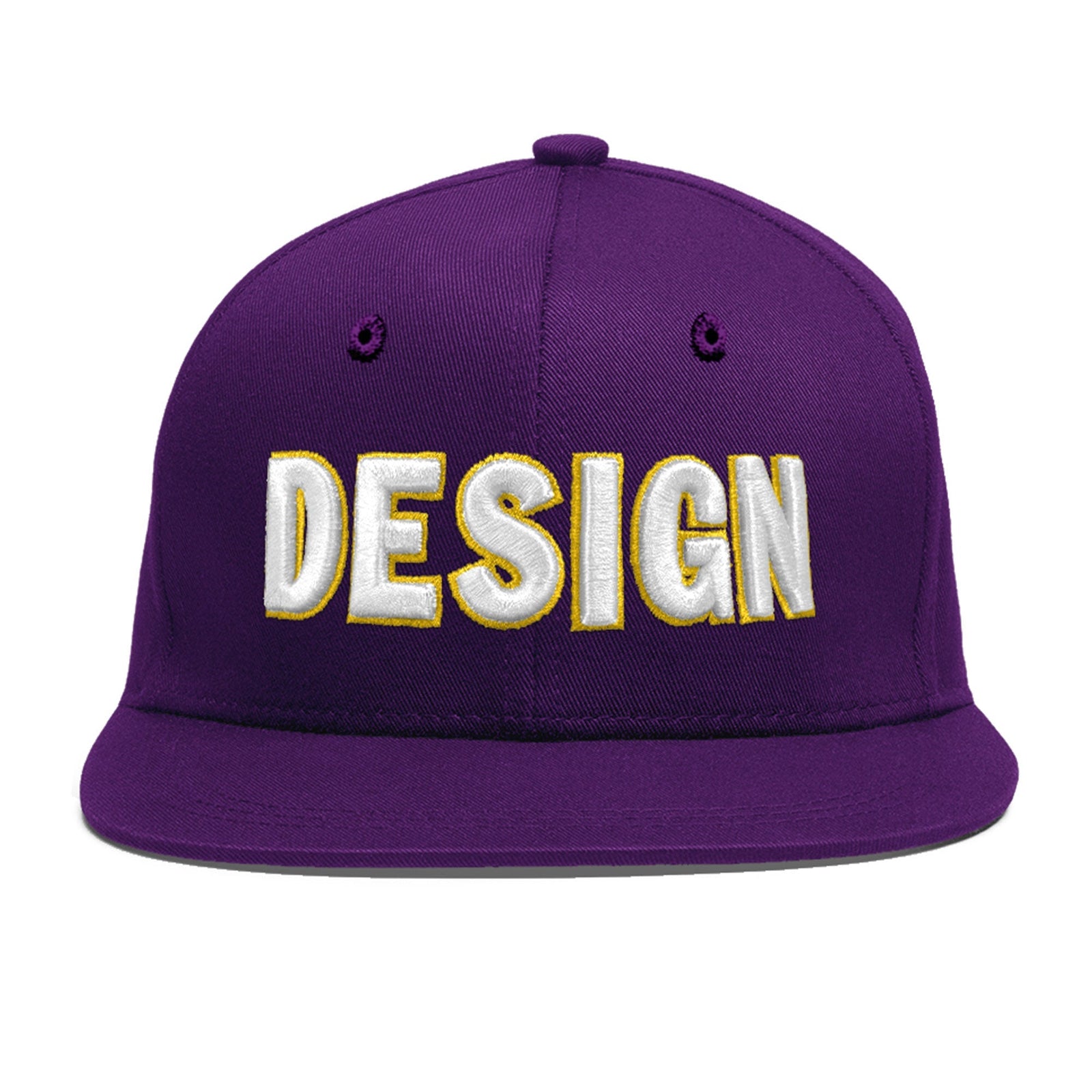 Custom Purple 3D Puff Embroidery Flat Embroidery Casual Sport Baseball Cap