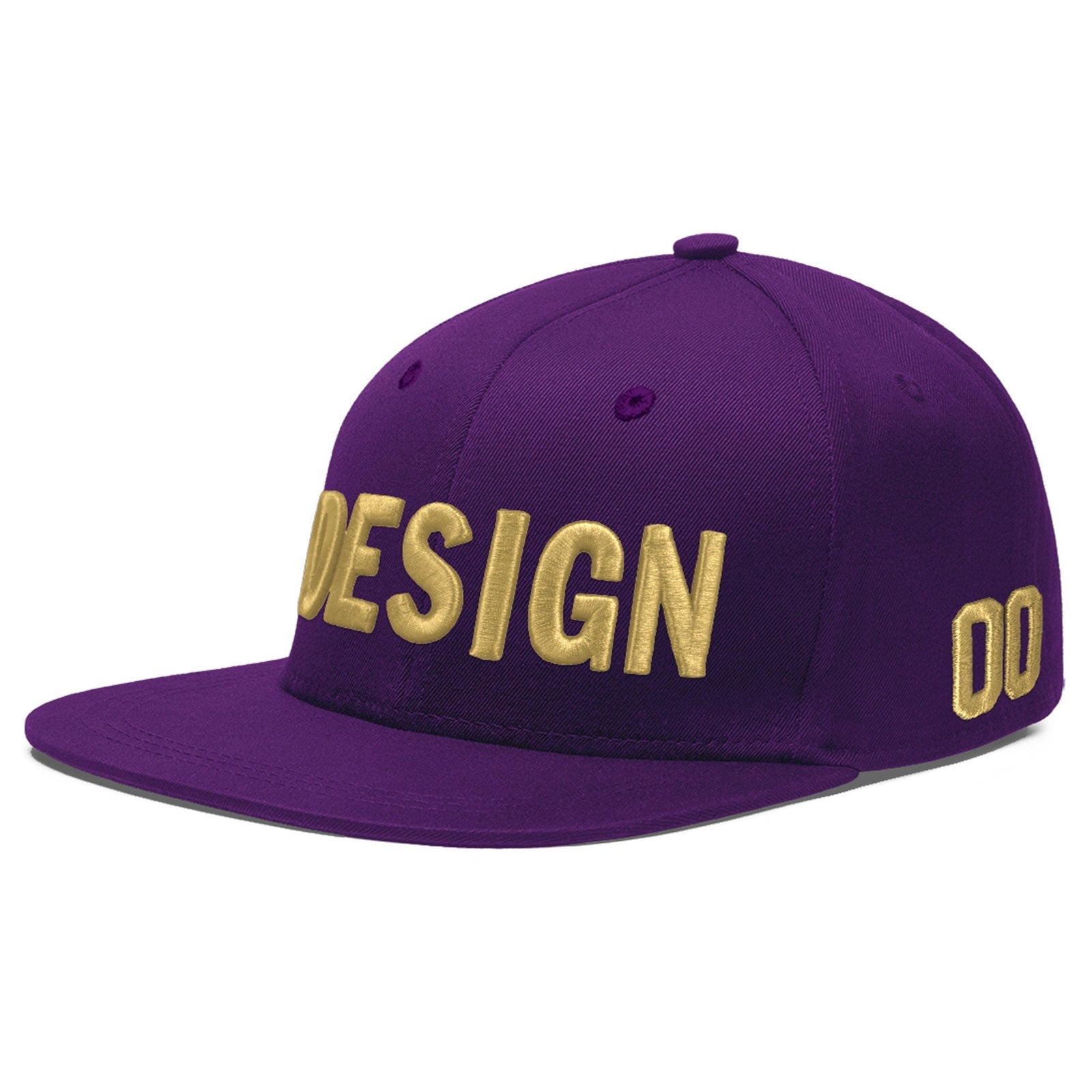 Custom Purple 3D Puff Embroidery Flat Embroidery Casual Sport Baseball Cap