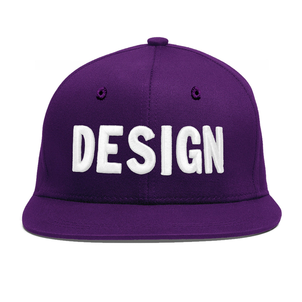 Custom Purple 3D Puff Embroidery Flat Embroidery Casual Sport Baseball Cap