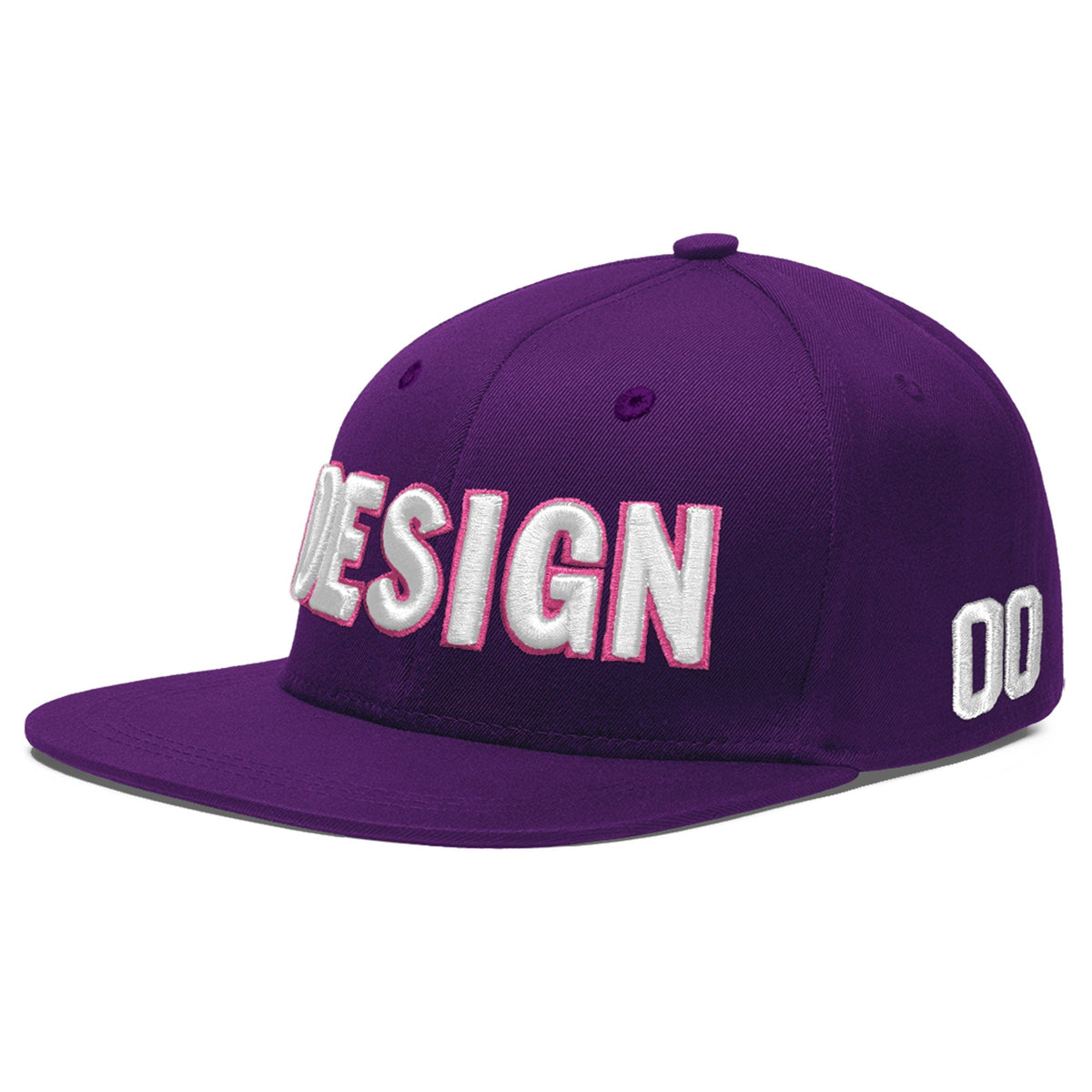 Custom Purple 3D Puff Embroidery Flat Embroidery Casual Sport Baseball Cap