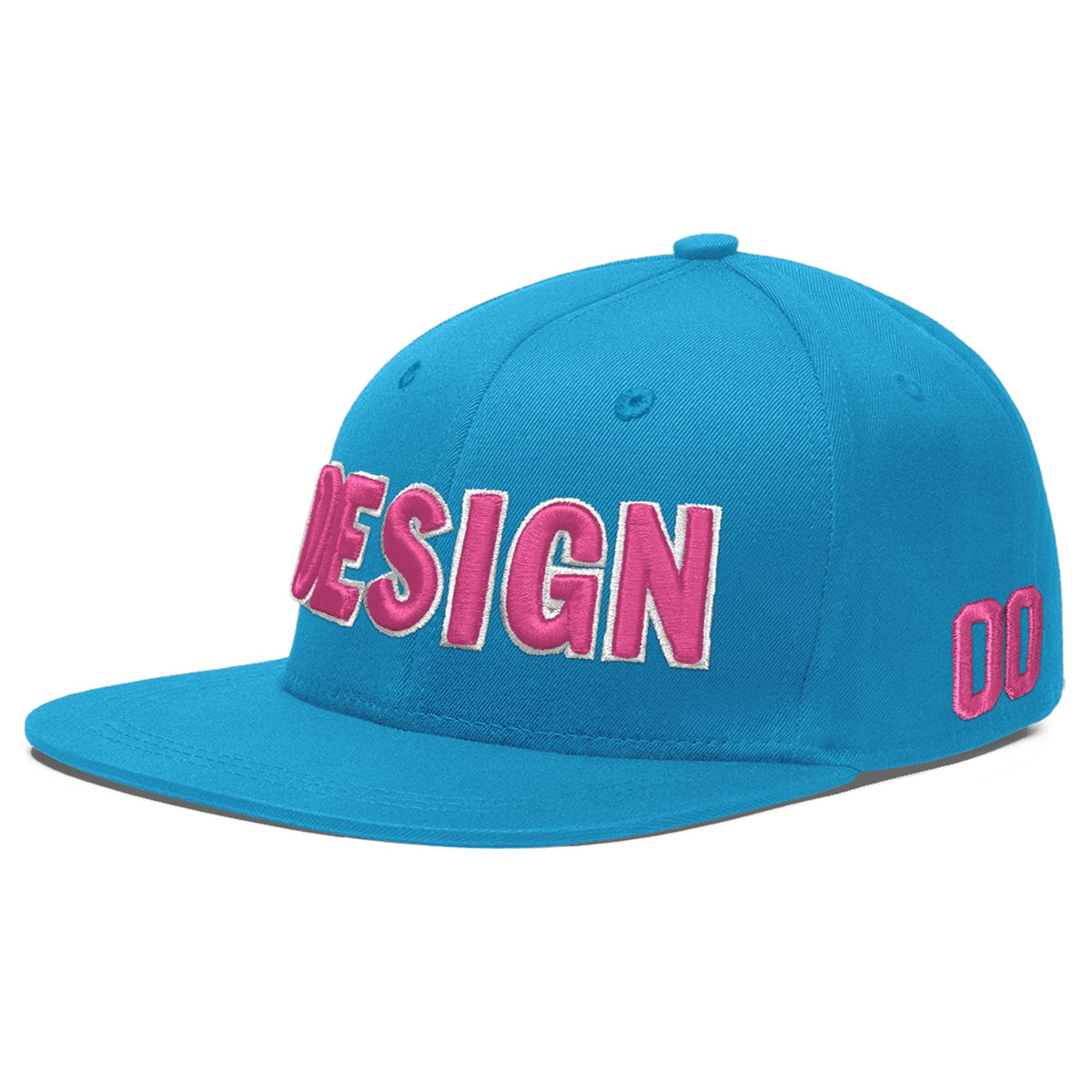 Custom Light Blue 3D Puff Embroidery Flat Embroidery Casual Sport Baseball Cap