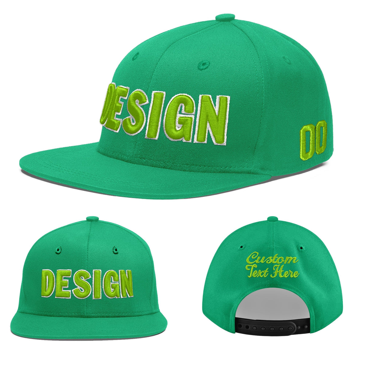 Custom Aqua 3D Puff Embroidery Flat Embroidery Casual Sport Baseball Cap