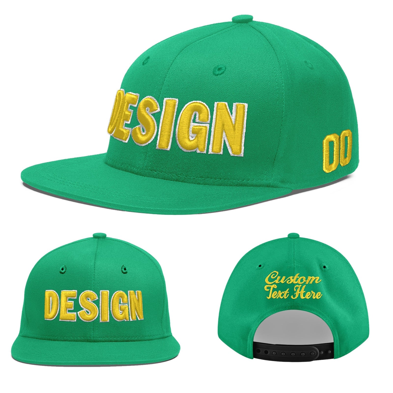 Custom Aqua 3D Puff Embroidery Flat Embroidery Casual Sport Baseball Cap