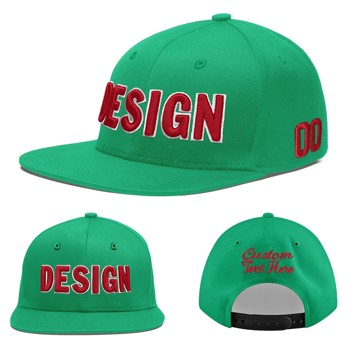Custom Aqua 3D Puff Embroidery Flat Embroidery Casual Sport Baseball Cap
