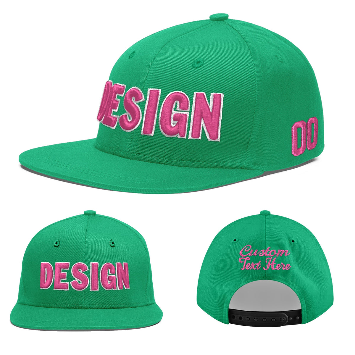 Custom Aqua 3D Puff Embroidery Flat Embroidery Casual Sport Baseball Cap