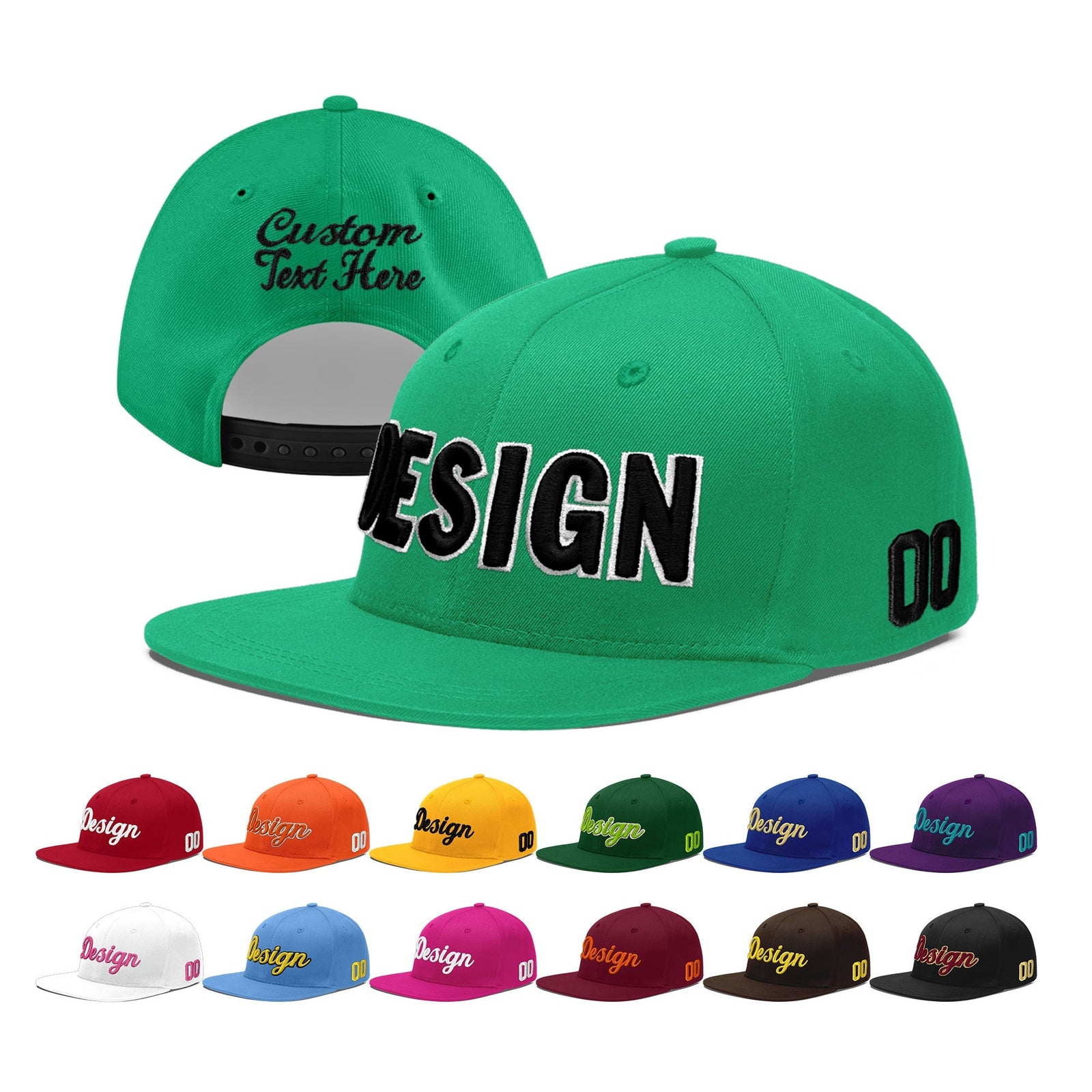 Custom Aqua 3D Puff Embroidery Flat Embroidery Casual Sport Baseball Cap