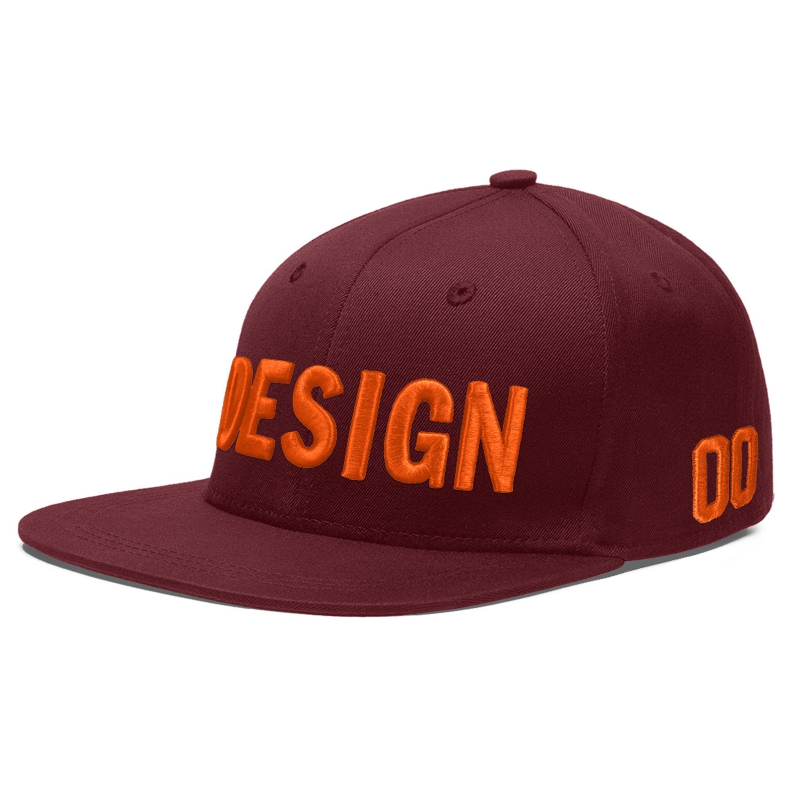 Custom Maroon 3D Puff Embroidery Flat Embroidery Casual Sport Baseball Cap