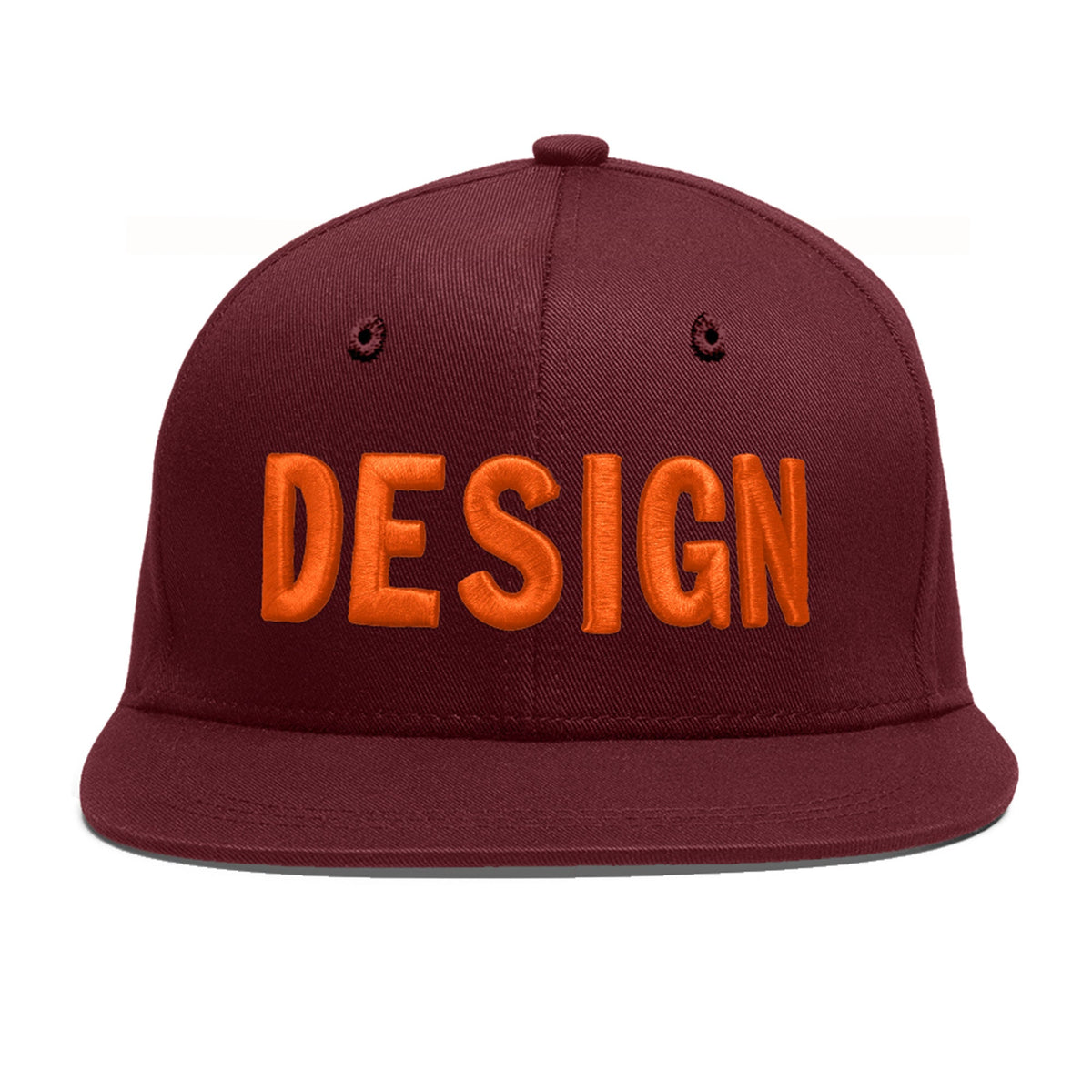 Custom Maroon 3D Puff Embroidery Flat Embroidery Casual Sport Baseball Cap