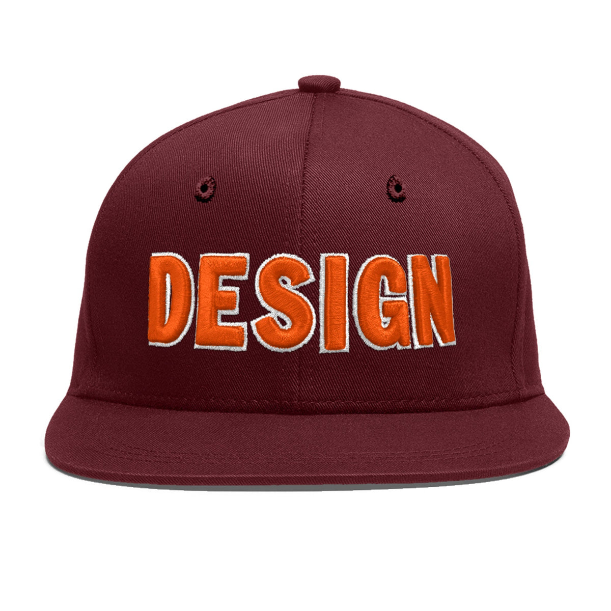 Custom Maroon 3D Puff Embroidery Flat Embroidery Casual Sport Baseball Cap