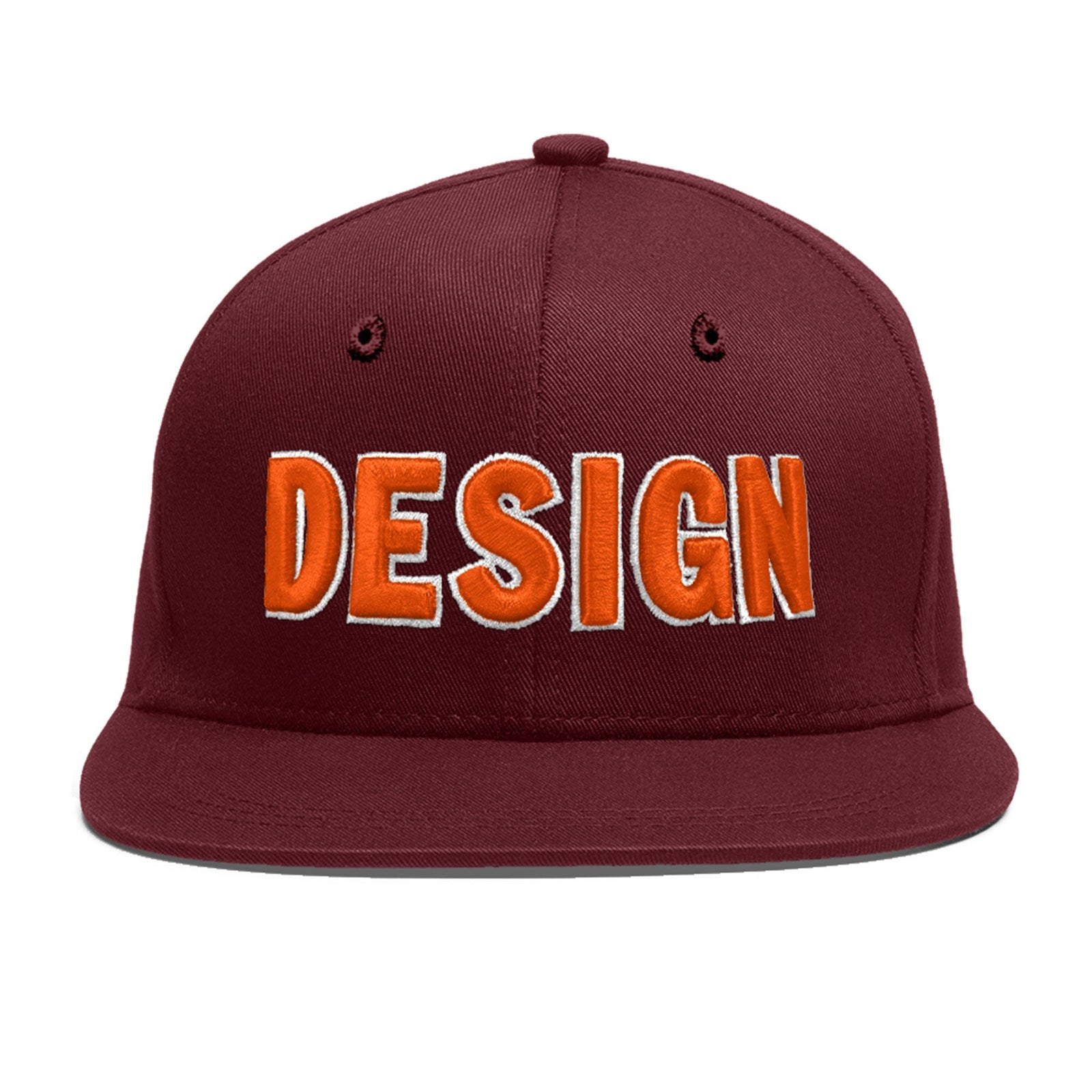 Custom Maroon 3D Puff Embroidery Flat Embroidery Casual Sport Baseball Cap