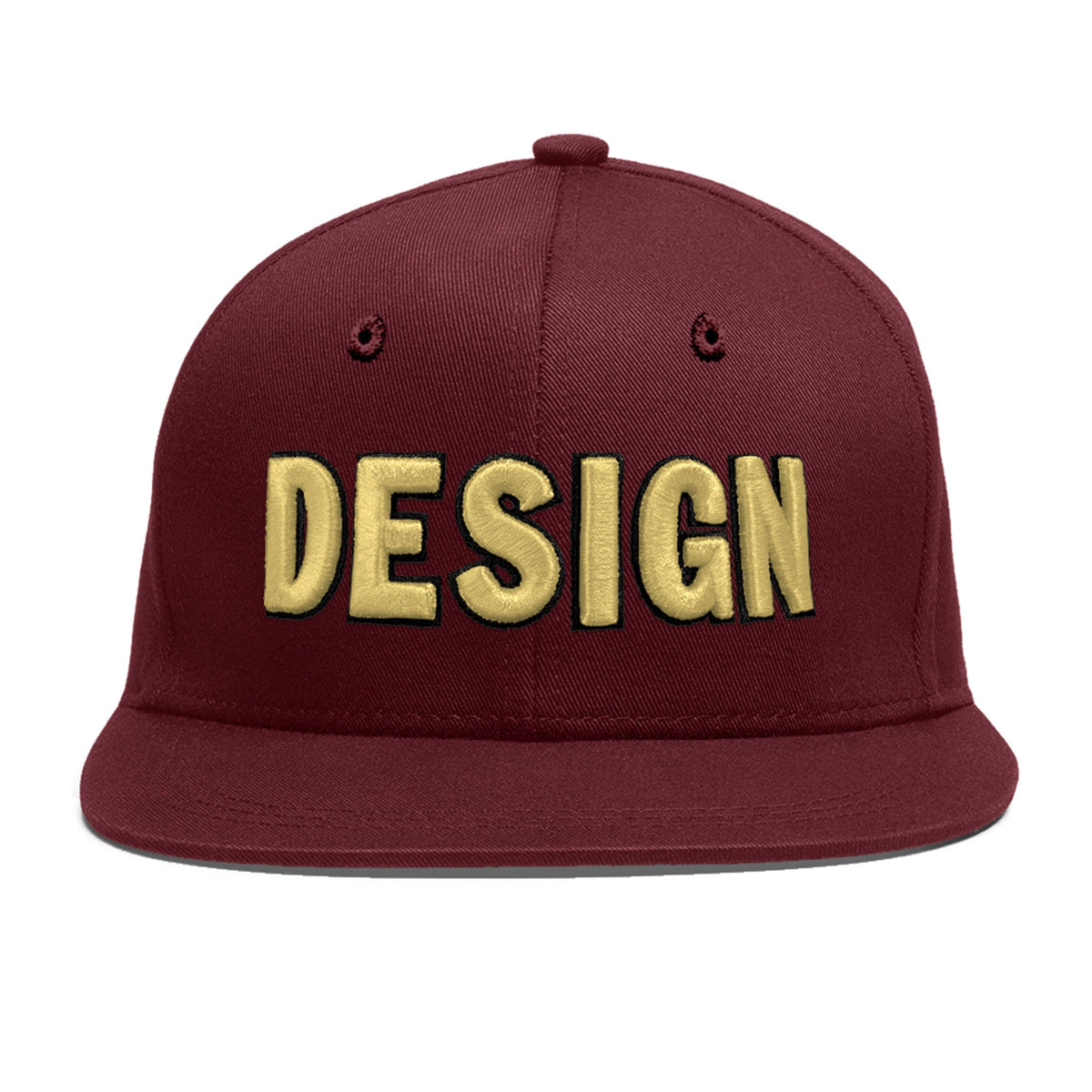 Custom Maroon 3D Puff Embroidery Flat Embroidery Casual Sport Baseball Cap