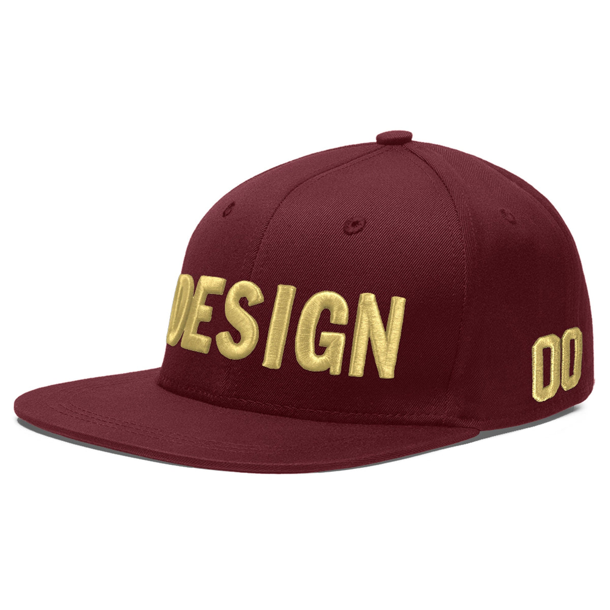 Custom Maroon 3D Puff Embroidery Flat Embroidery Casual Sport Baseball Cap