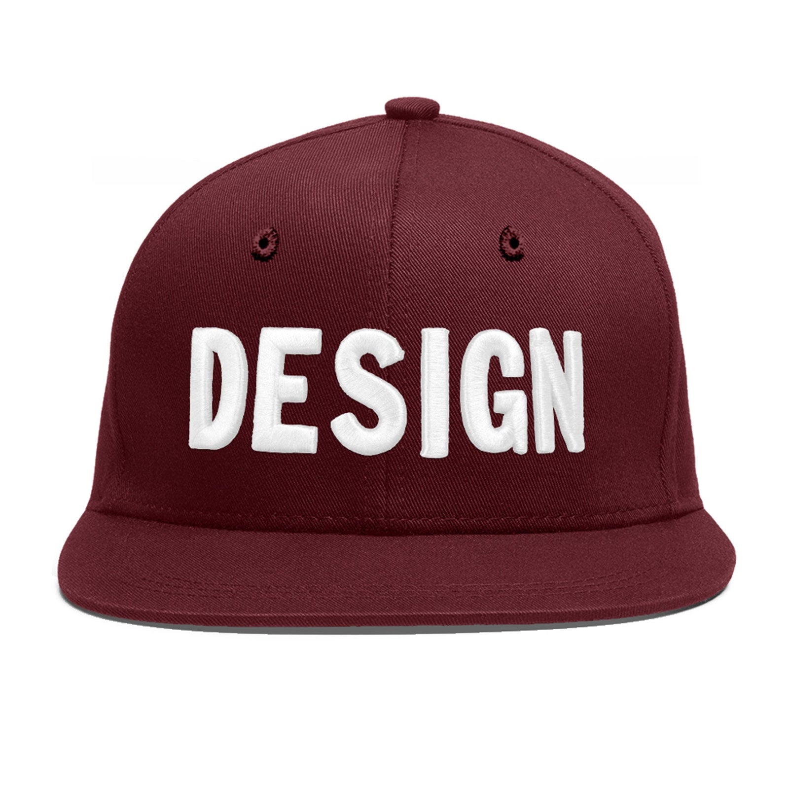 Custom Maroon 3D Puff Embroidery Flat Embroidery Casual Sport Baseball Cap
