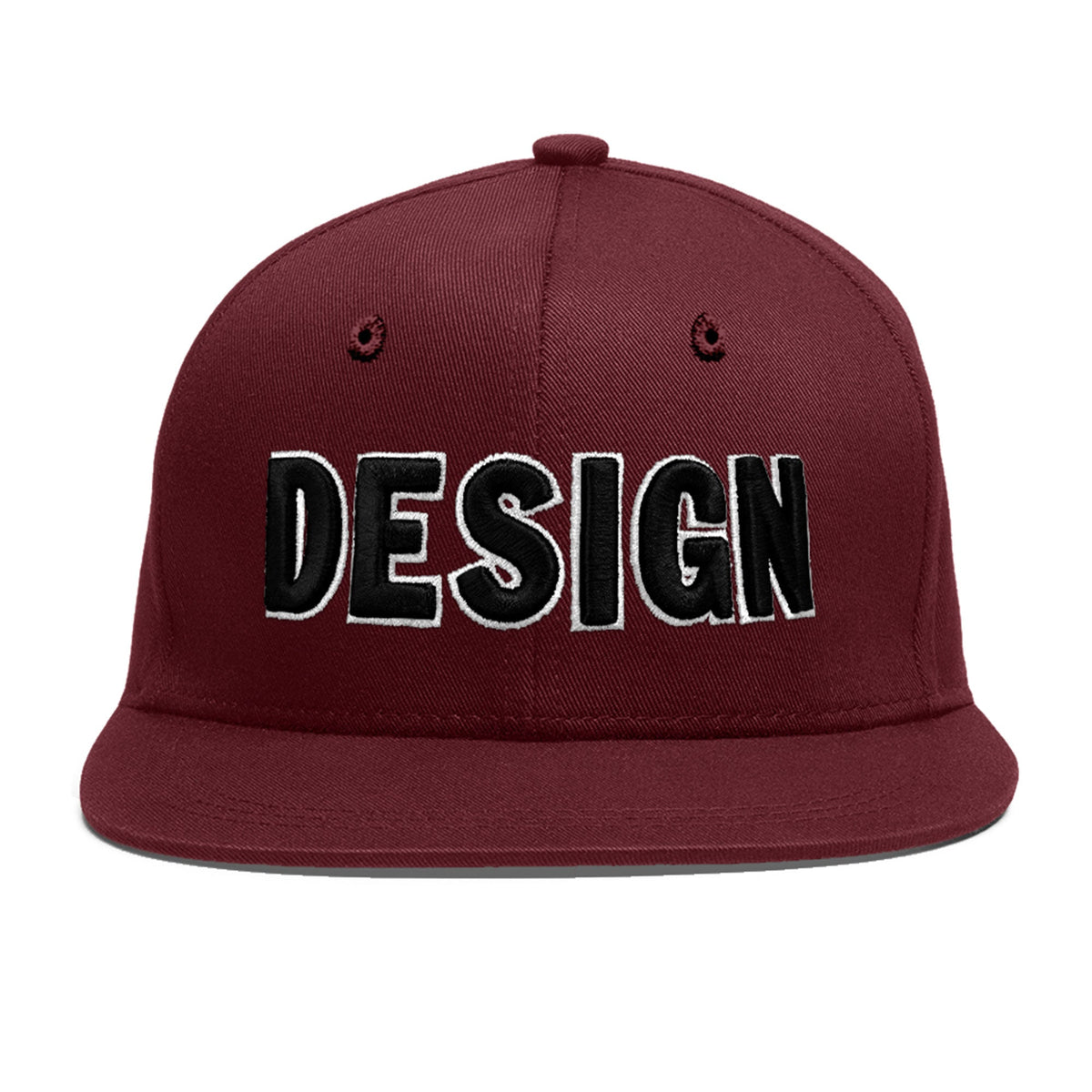 Custom Maroon 3D Puff Embroidery Flat Embroidery Casual Sport Baseball Cap