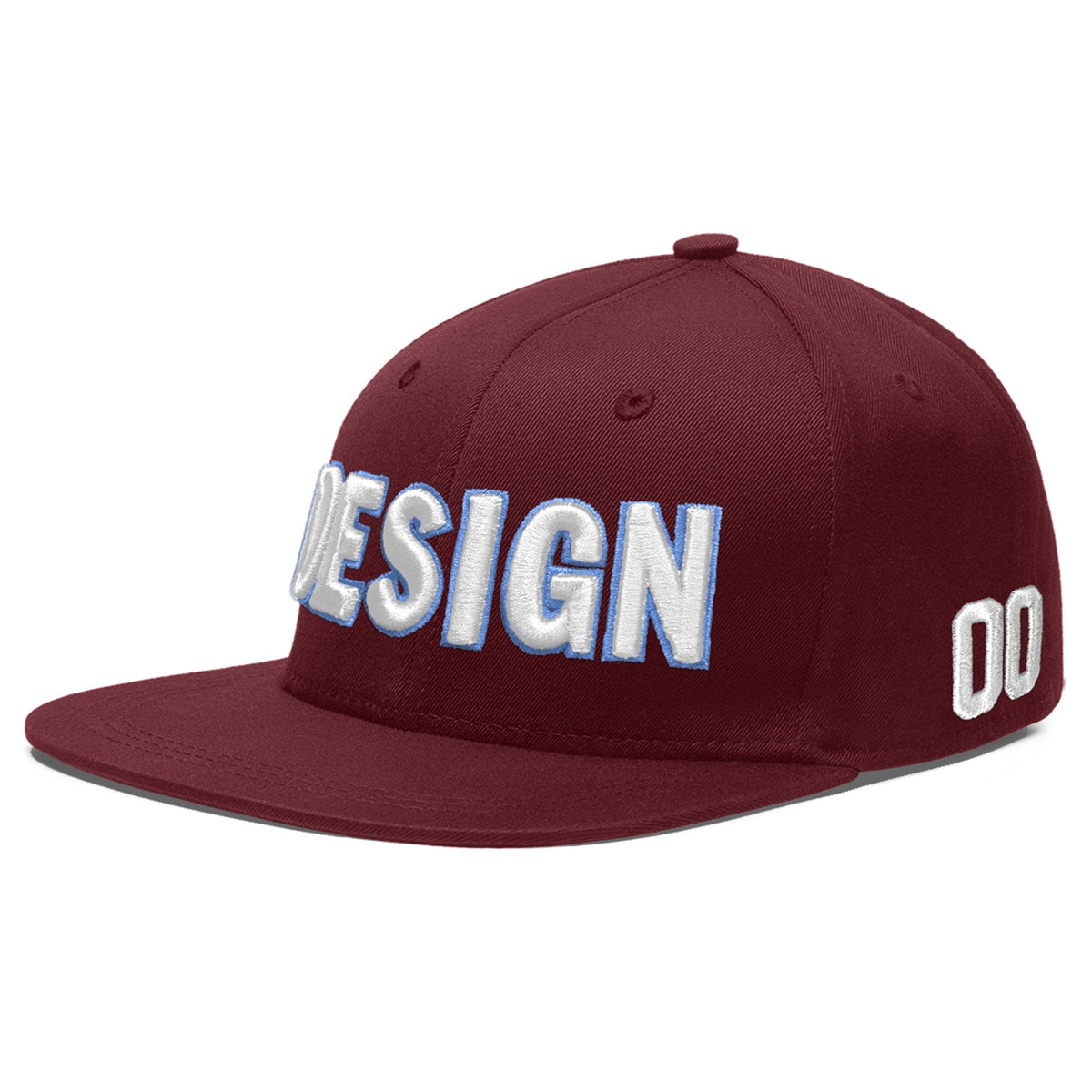 Custom Maroon 3D Puff Embroidery Flat Embroidery Casual Sport Baseball Cap