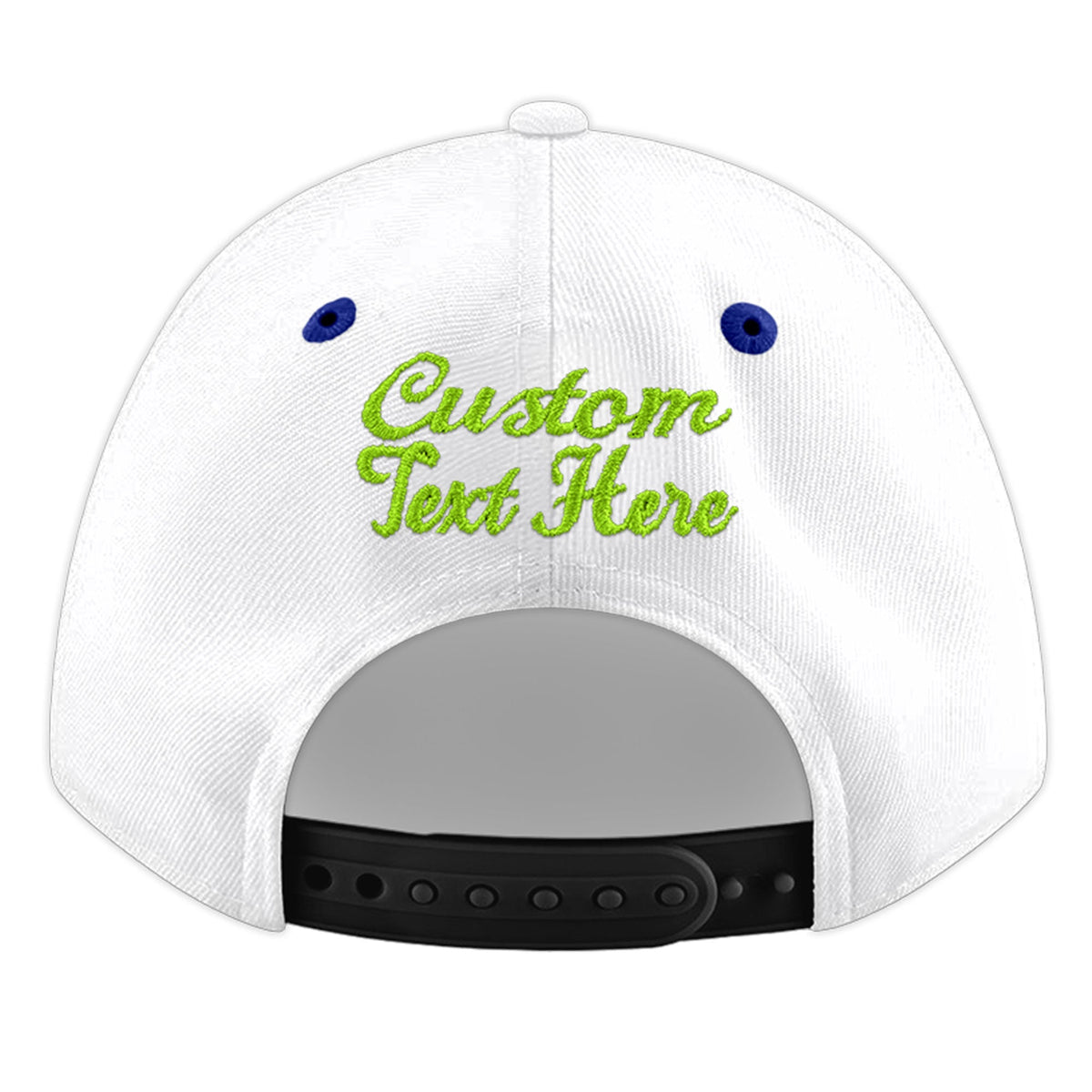 Custom White Royal Blue 7D Puff Embroidery Flat Embroidery Casual Sport Baseball Cap