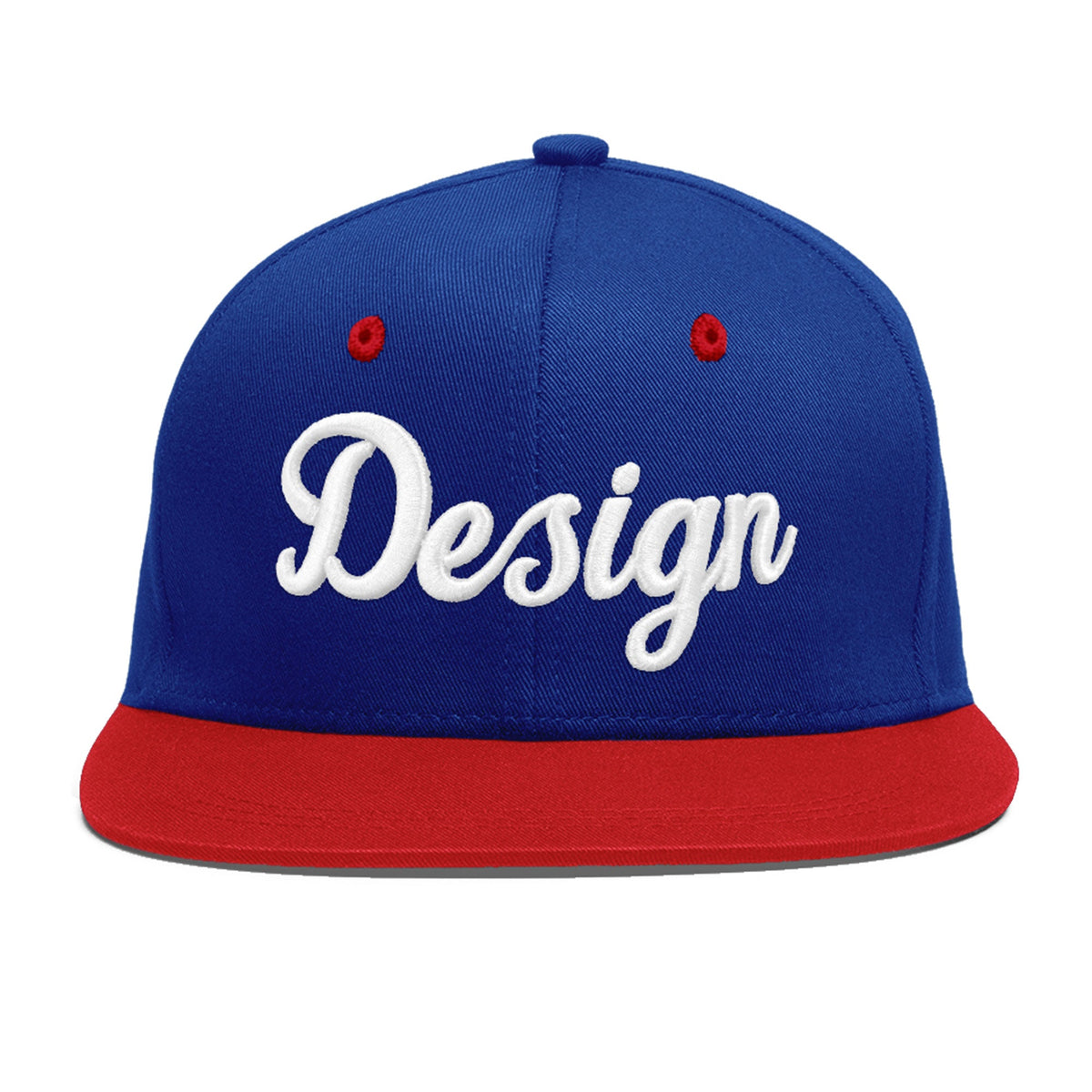 Custom Royal Blue Red 3D Puff Embroidery Flat Embroidery Casual Sport Baseball Cap