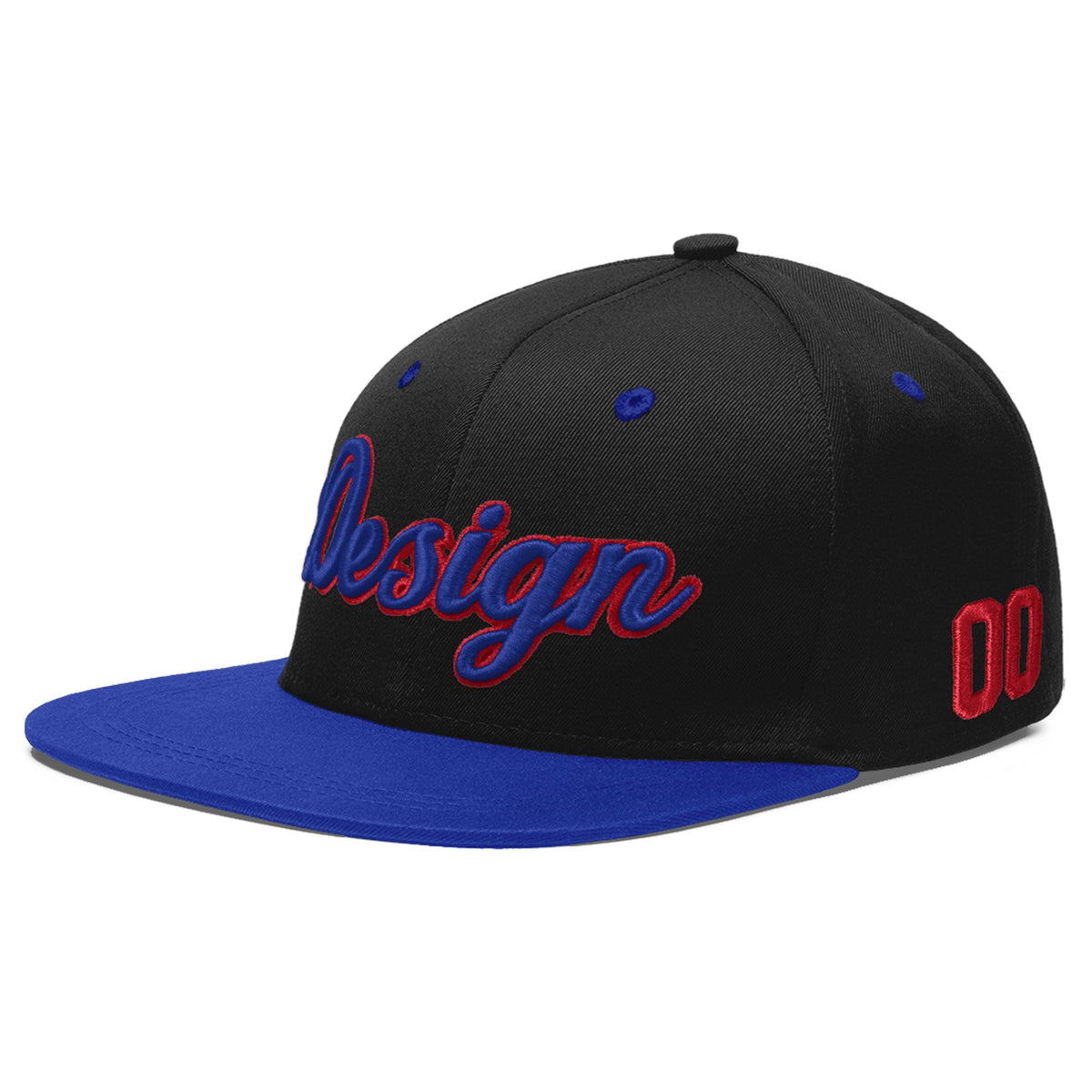 Custom Black Royal Blue 3D Puff Embroidery Flat Embroidery Casual Sport Baseball Cap