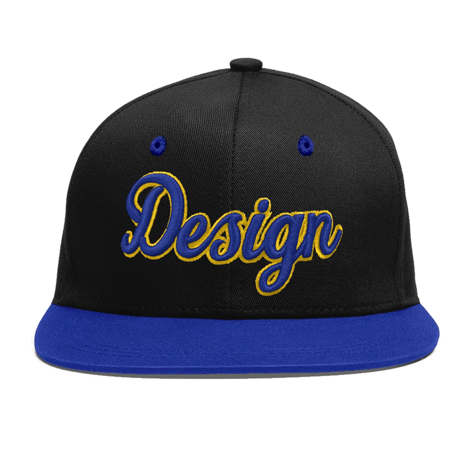 Custom Black Royal Blue 3D Puff Embroidery Flat Embroidery Casual Sport Baseball Cap