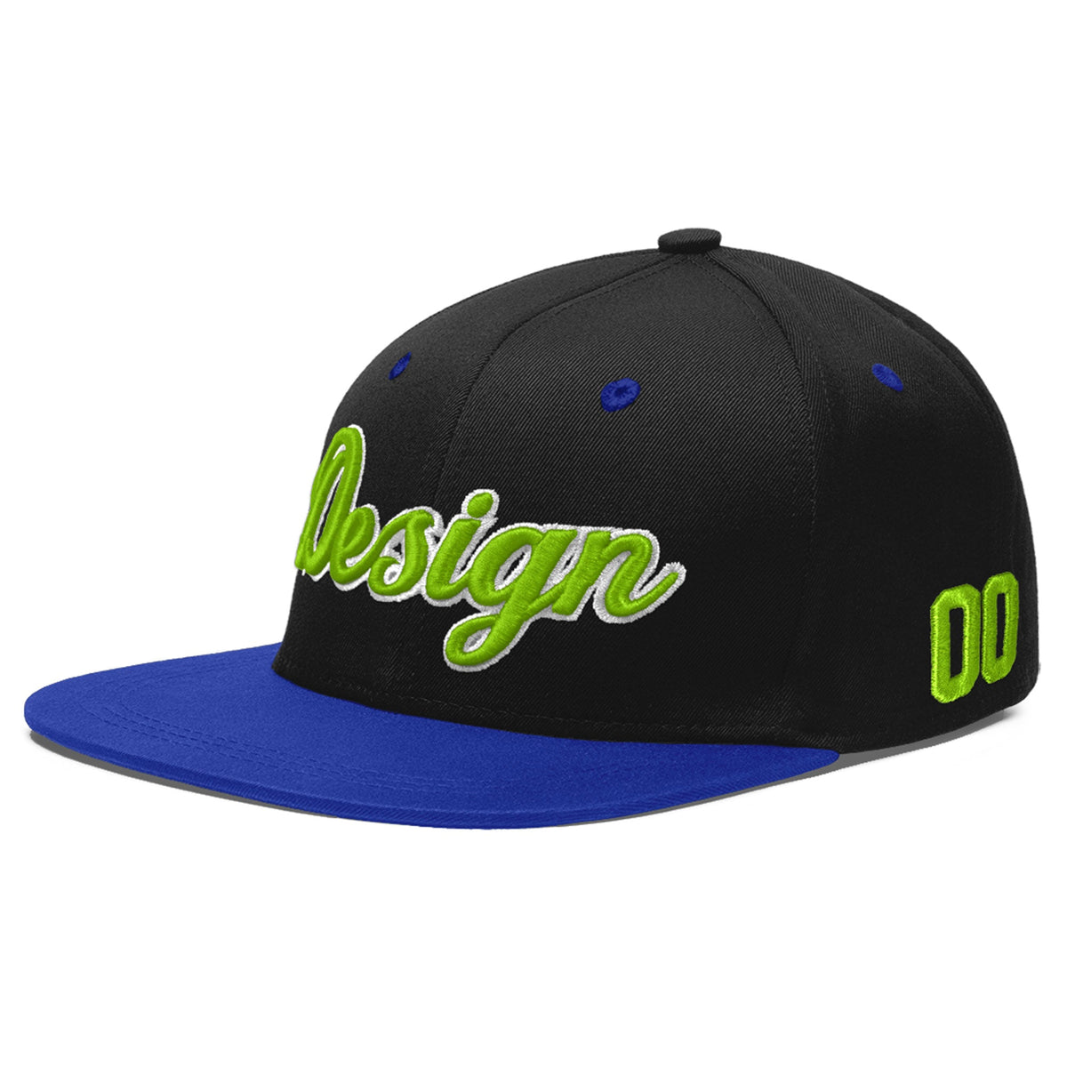 Custom Black Royal Blue 3D Puff Embroidery Flat Embroidery Casual Sport Baseball Cap