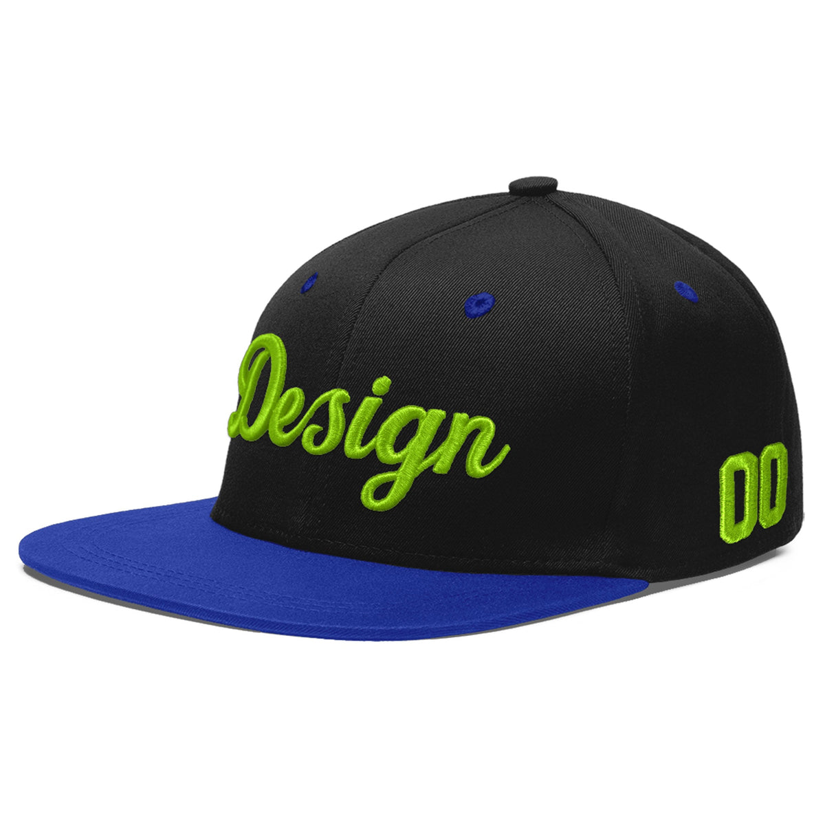 Custom Black Royal Blue 3D Puff Embroidery Flat Embroidery Casual Sport Baseball Cap