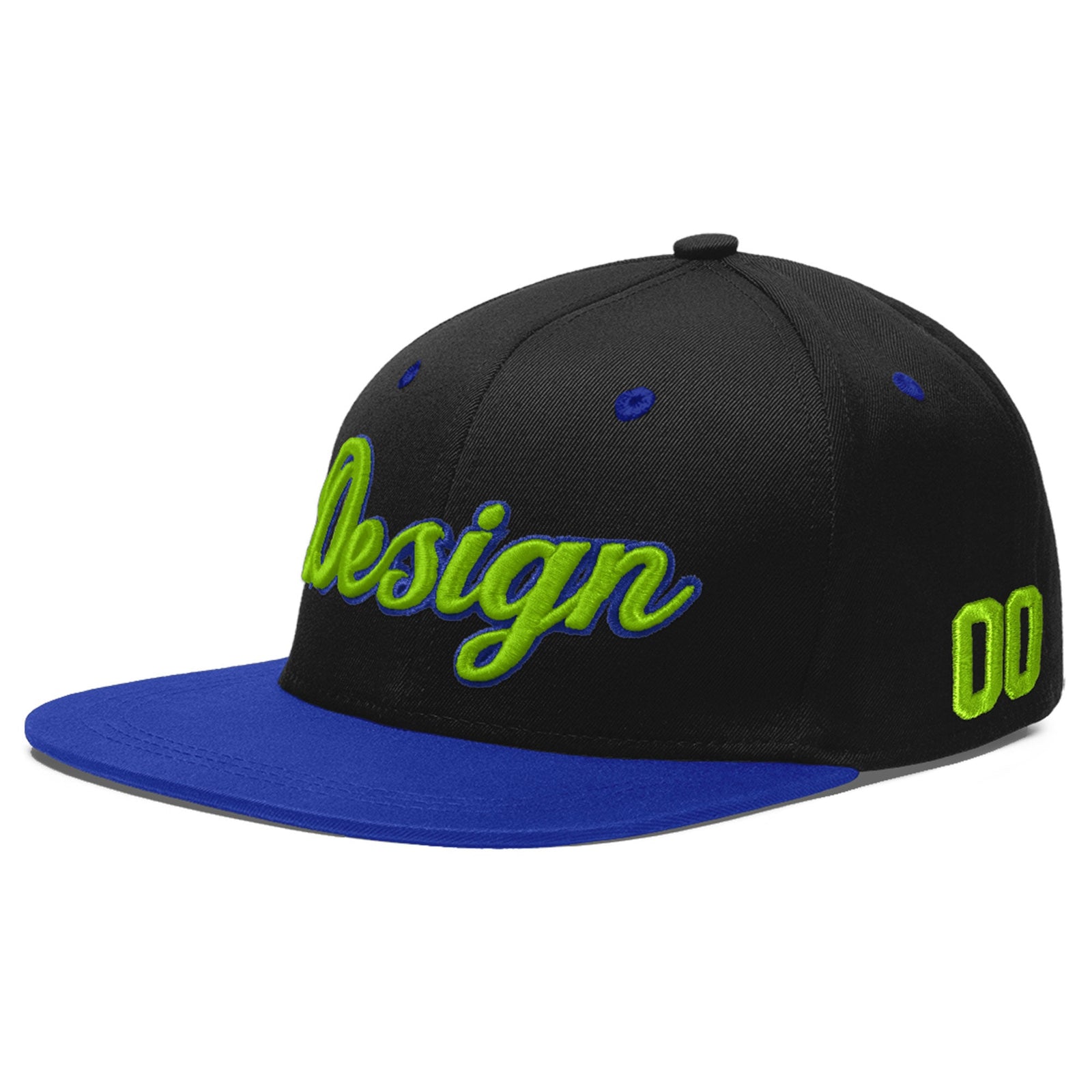 Custom Black Royal Blue 3D Puff Embroidery Flat Embroidery Casual Sport Baseball Cap