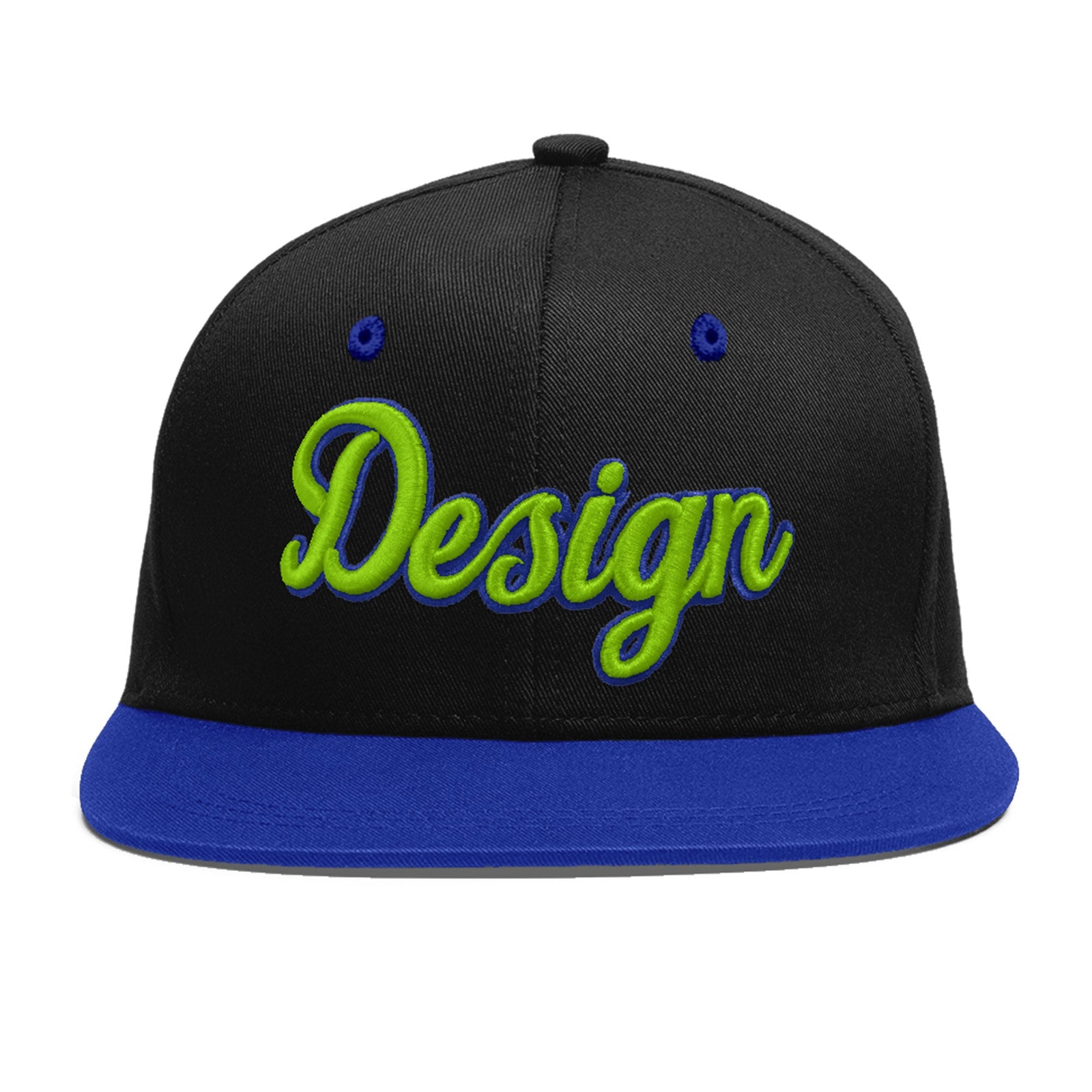 Custom Black Royal Blue 3D Puff Embroidery Flat Embroidery Casual Sport Baseball Cap