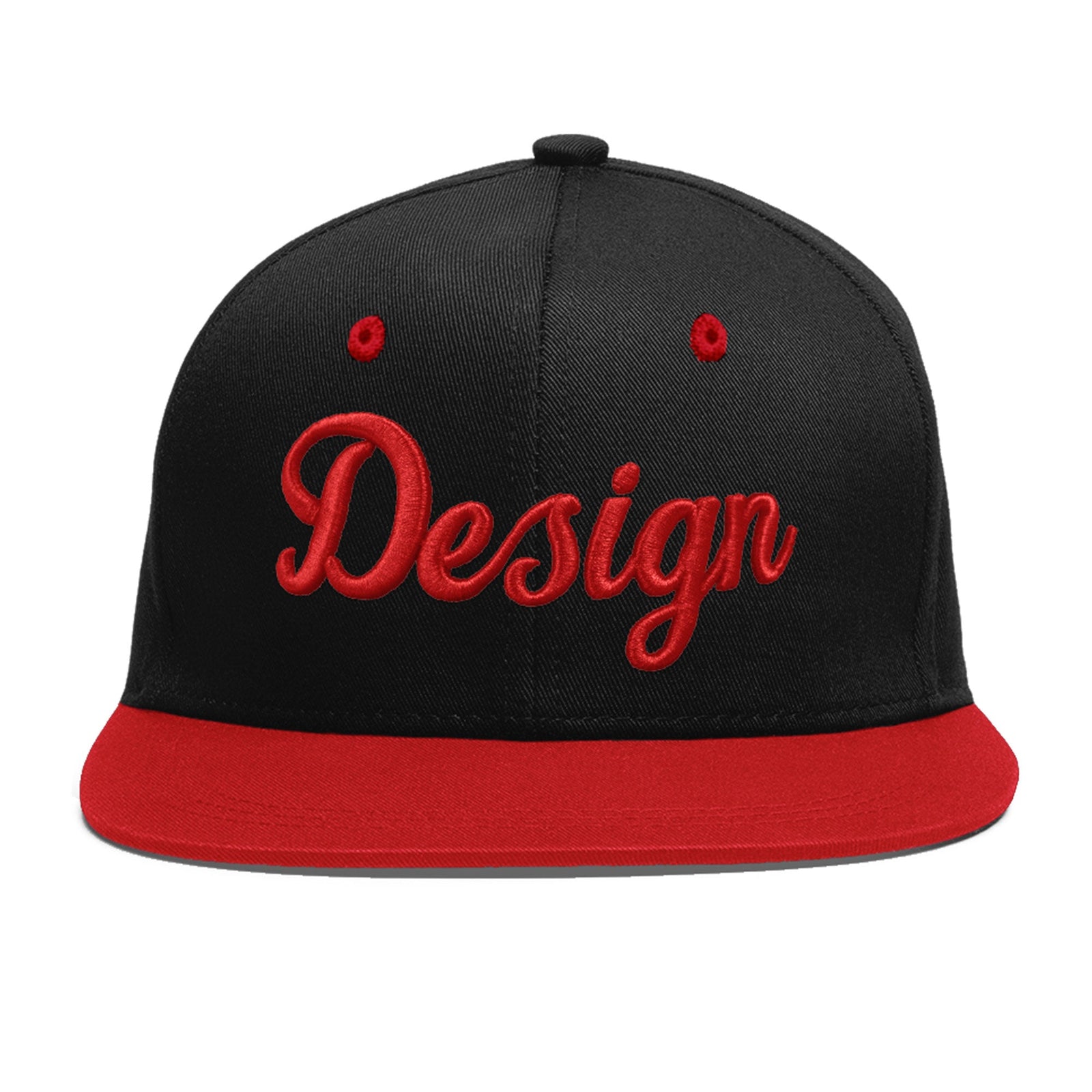 Custom Black Red 3D Puff Embroidery Flat Embroidery Casual Sport Baseball Cap