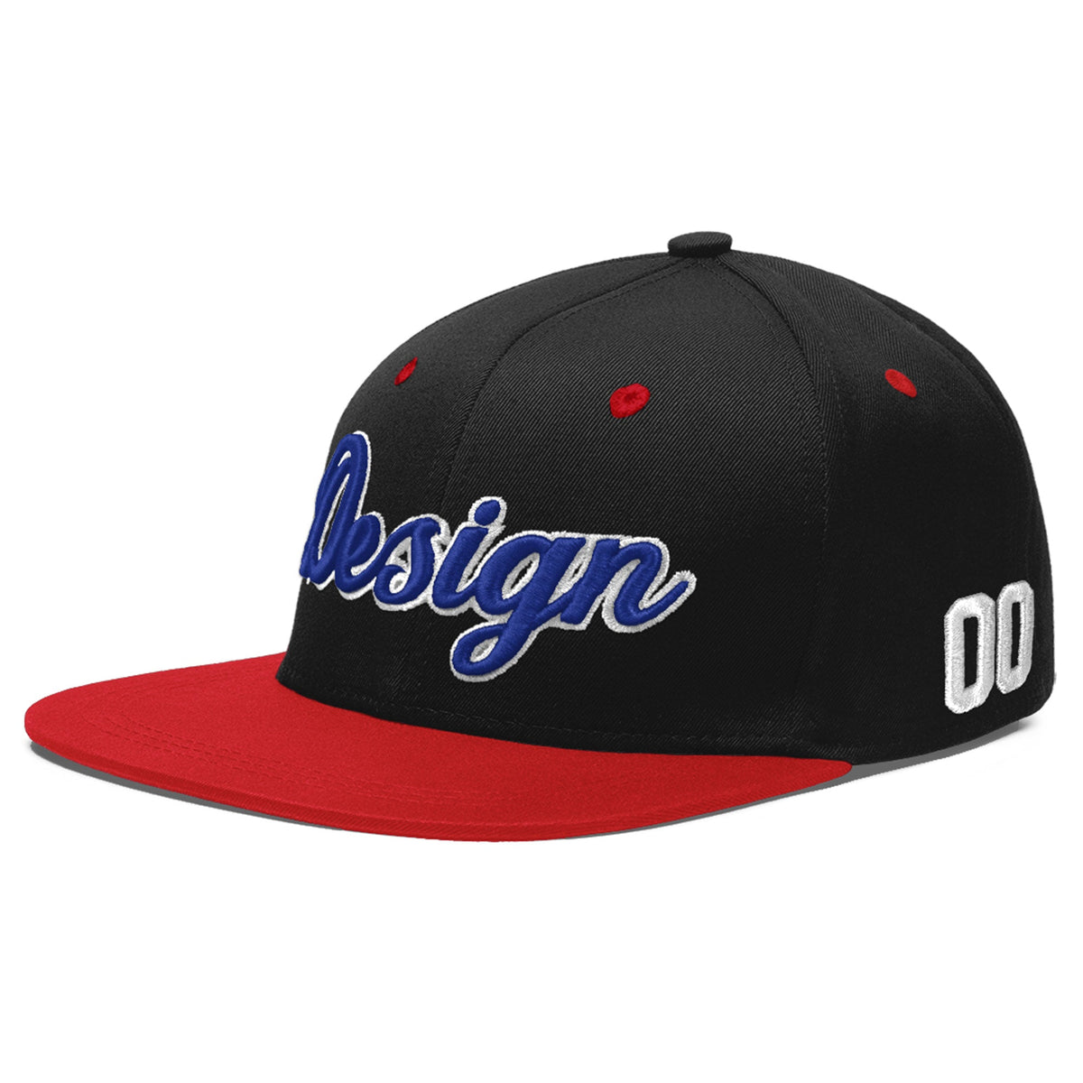 Custom Black Red 3D Puff Embroidery Flat Embroidery Casual Sport Baseball Cap