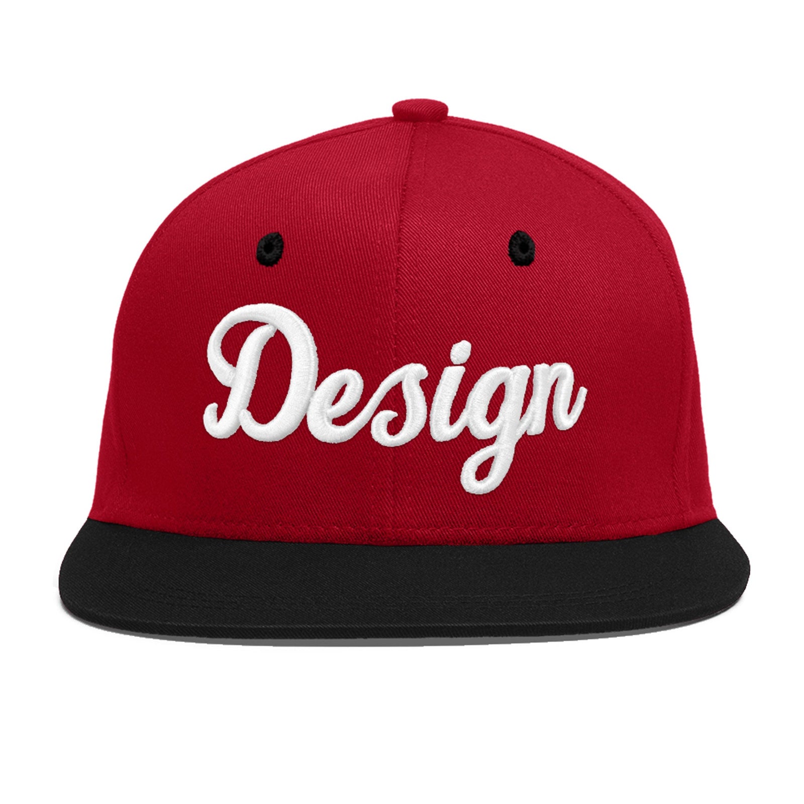 Custom Red Black 3D Puff Embroidery Flat Embroidery Casual Sport Baseball Cap