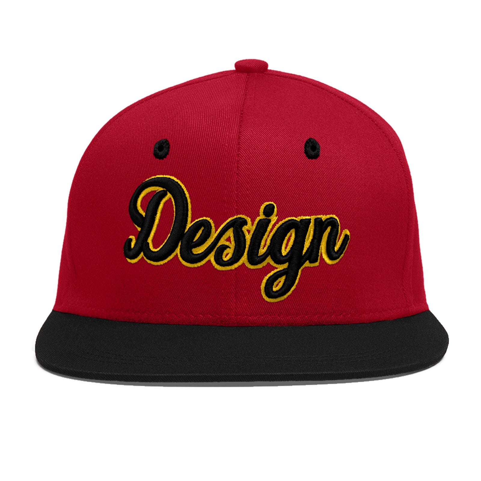 Custom Red Black 3D Puff Embroidery Flat Embroidery Casual Sport Baseball Cap