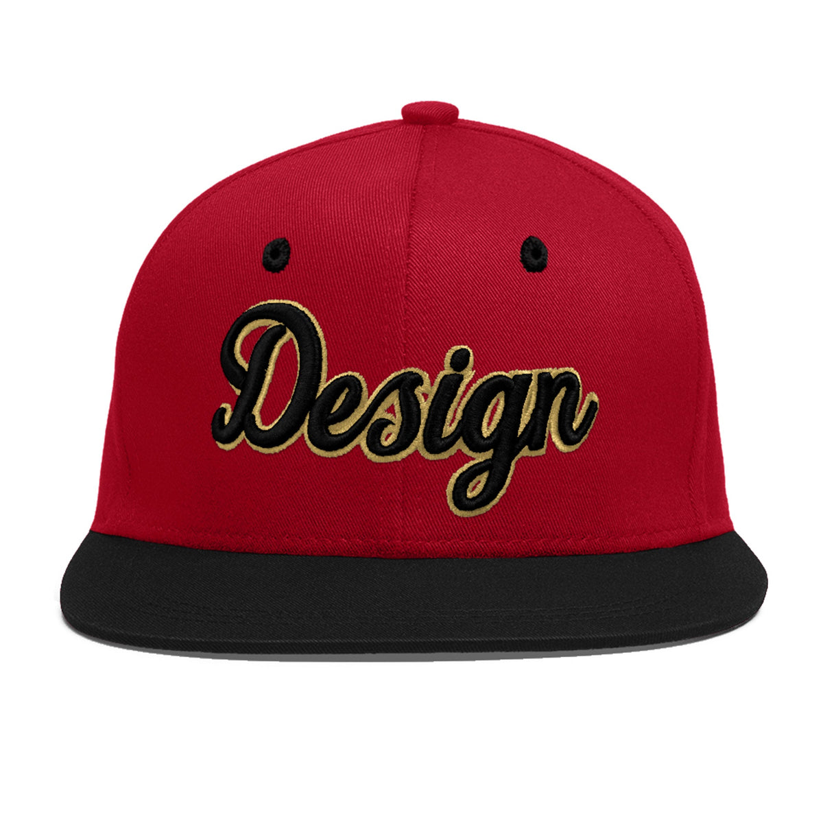 Custom Red Black 3D Puff Embroidery Flat Embroidery Casual Sport Baseball Cap