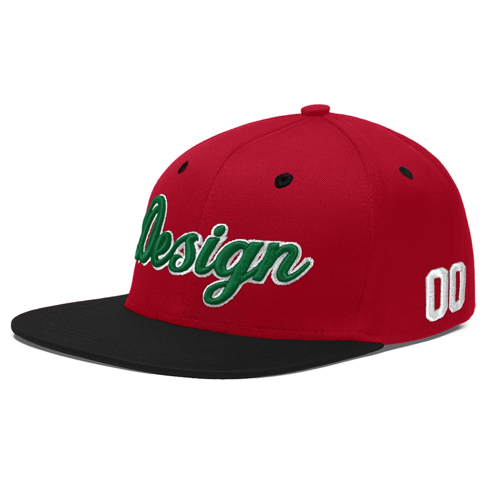 Custom Red Black 3D Puff Embroidery Flat Embroidery Casual Sport Baseball Cap