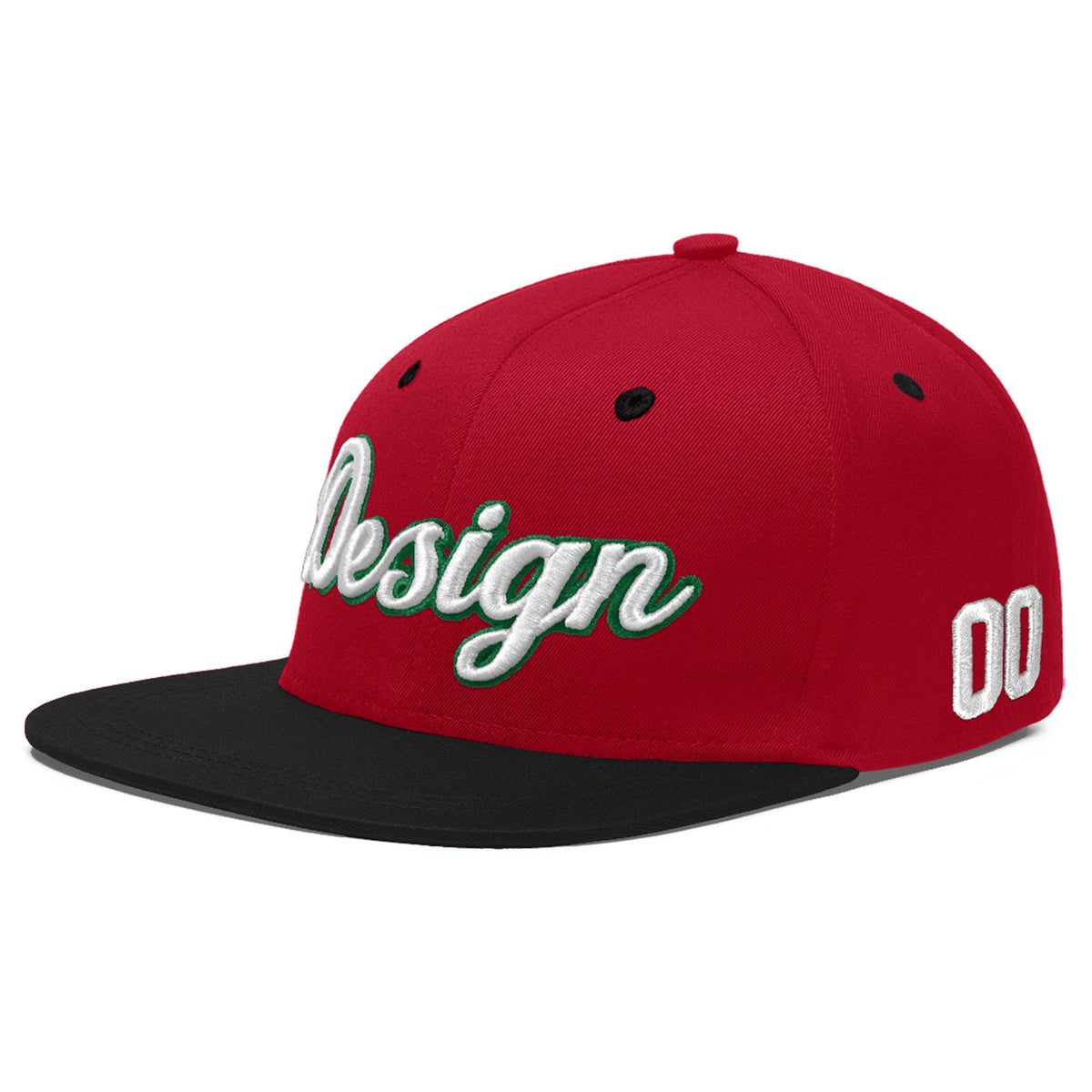 Custom Red Black 3D Puff Embroidery Flat Embroidery Casual Sport Baseball Cap