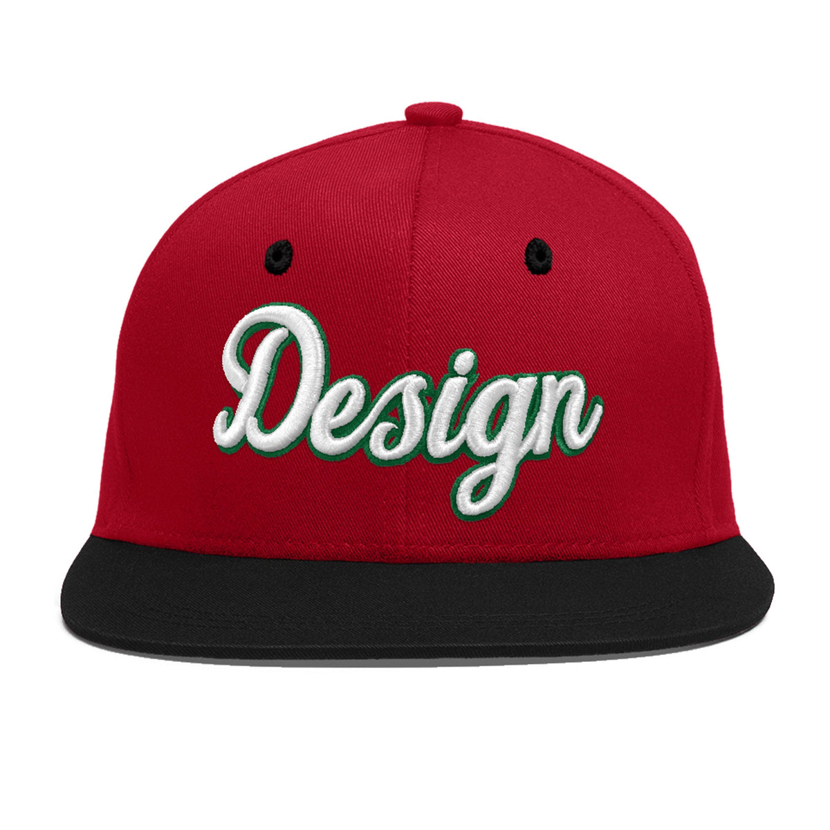 Custom Red Black 3D Puff Embroidery Flat Embroidery Casual Sport Baseball Cap