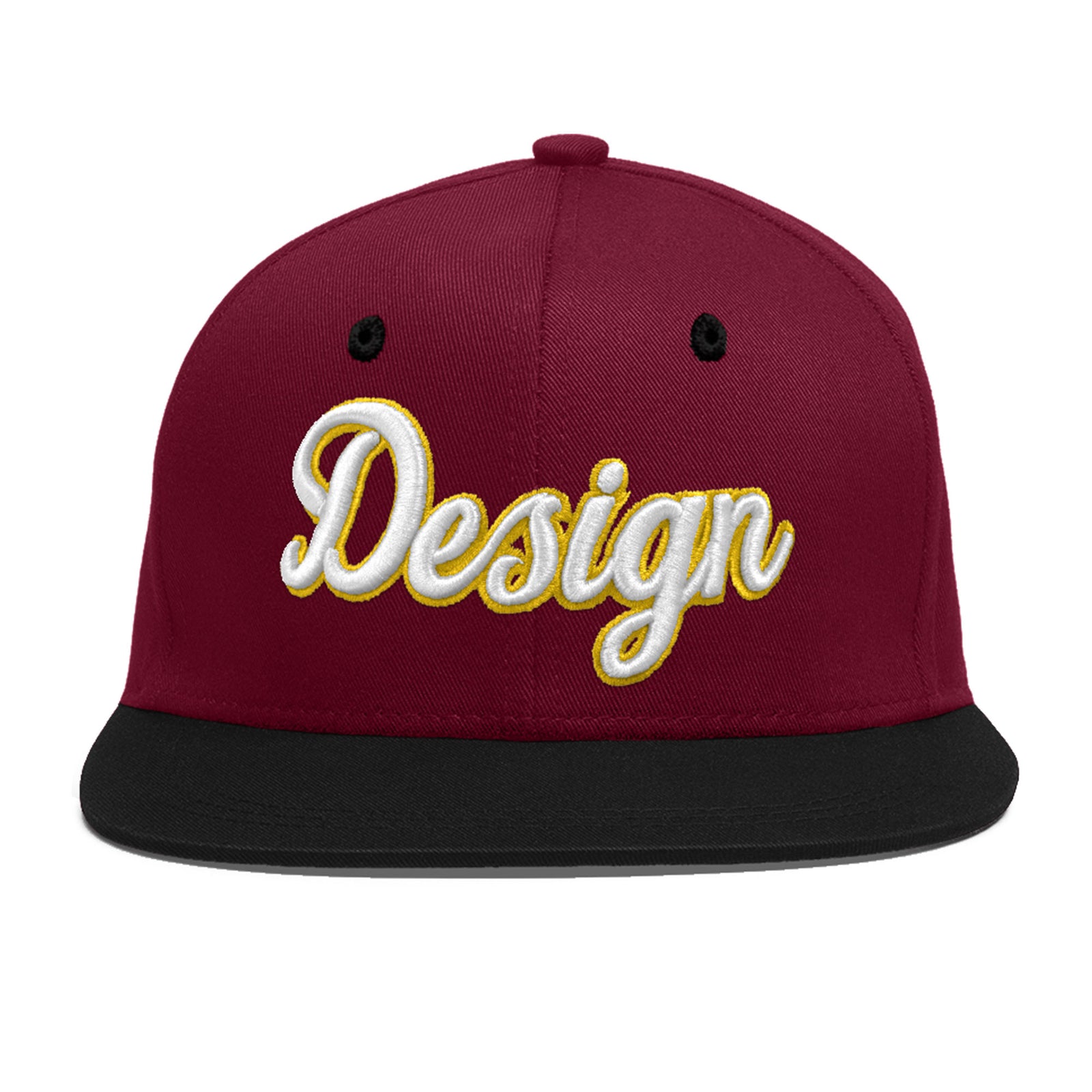 Custom Navy Orange 3D Puff Embroidery Flat Embroidery Casual Sport Baseball Cap