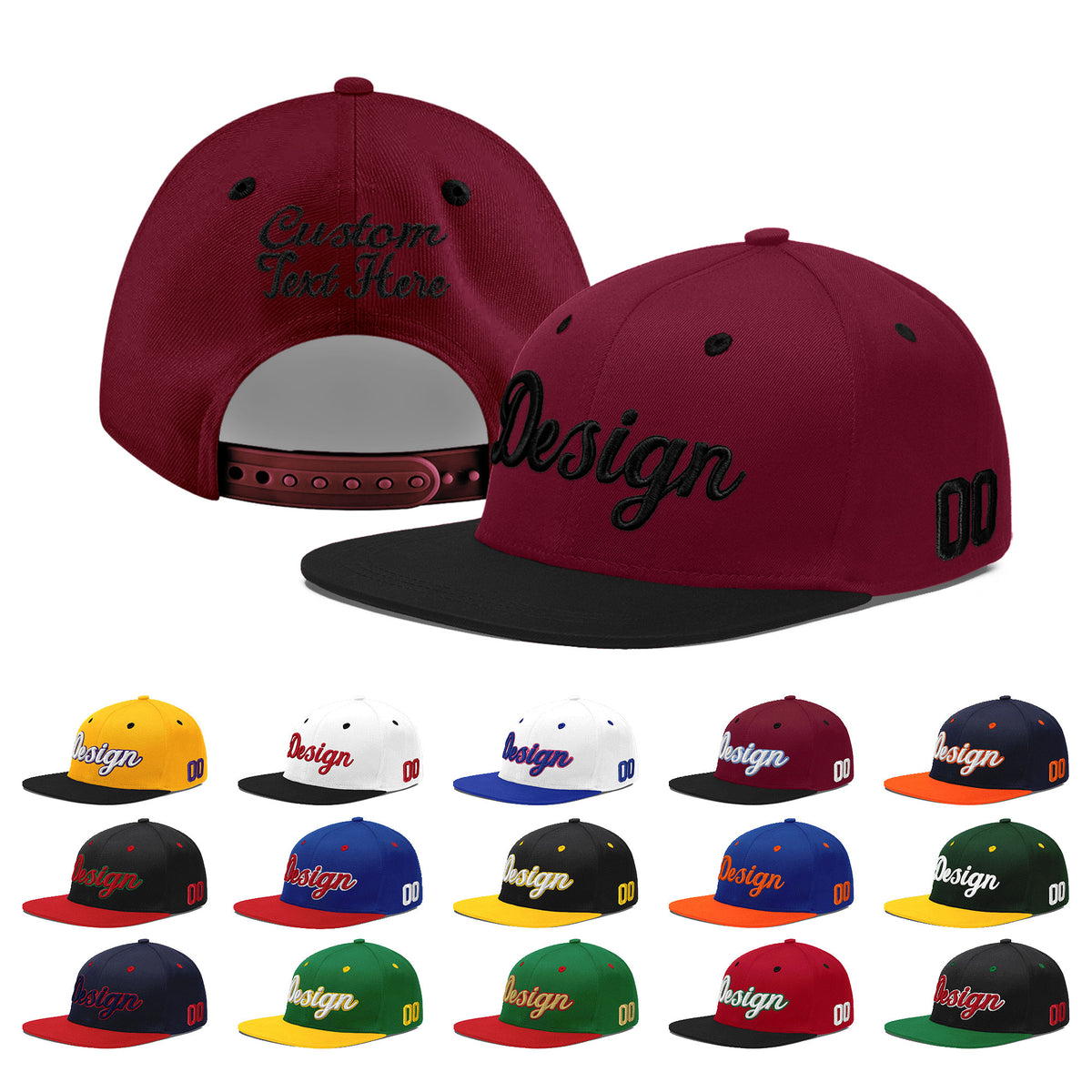 Custom Navy Orange 3D Puff Embroidery Flat Embroidery Casual Sport Baseball Cap