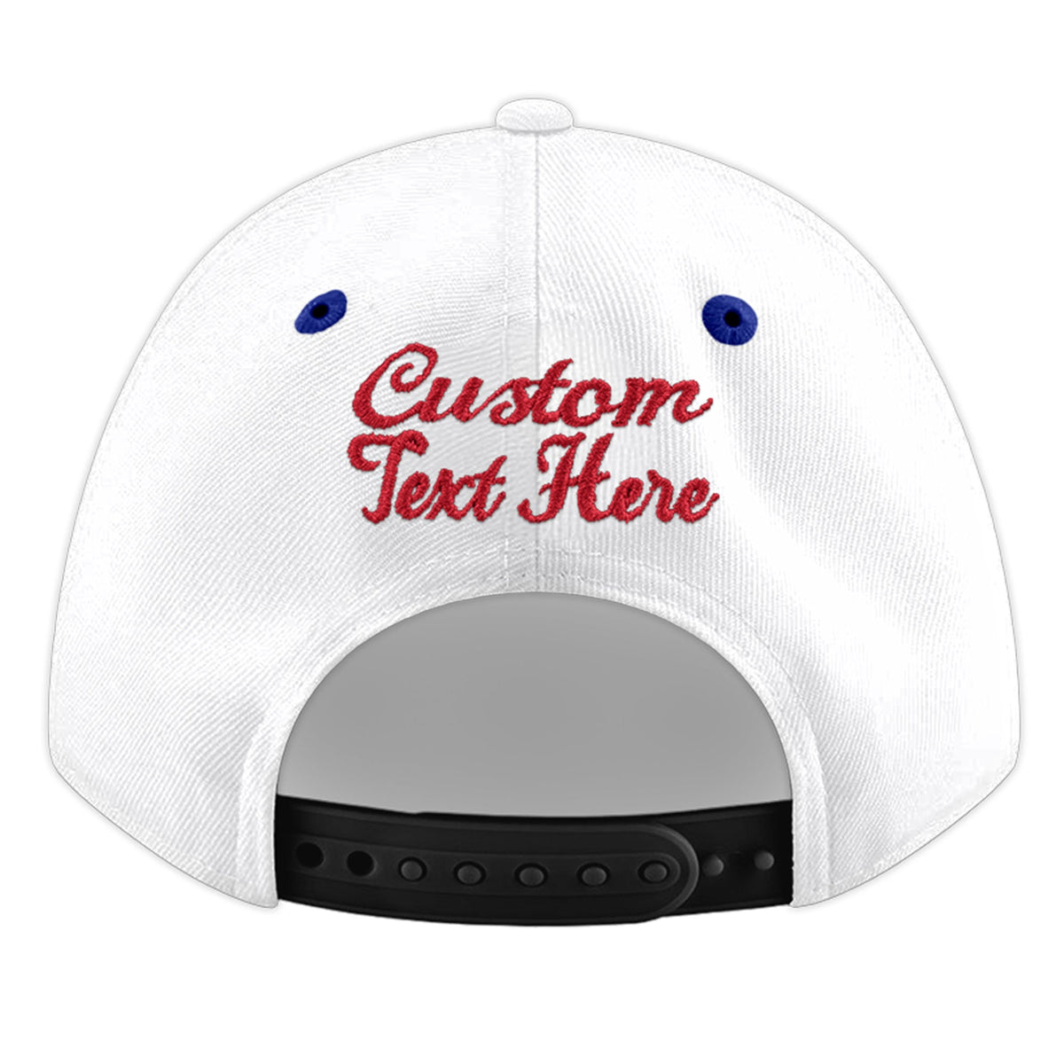 Custom White Royal Blue 175D Puff Embroidery Flat Embroidery Casual Sport Baseball Cap