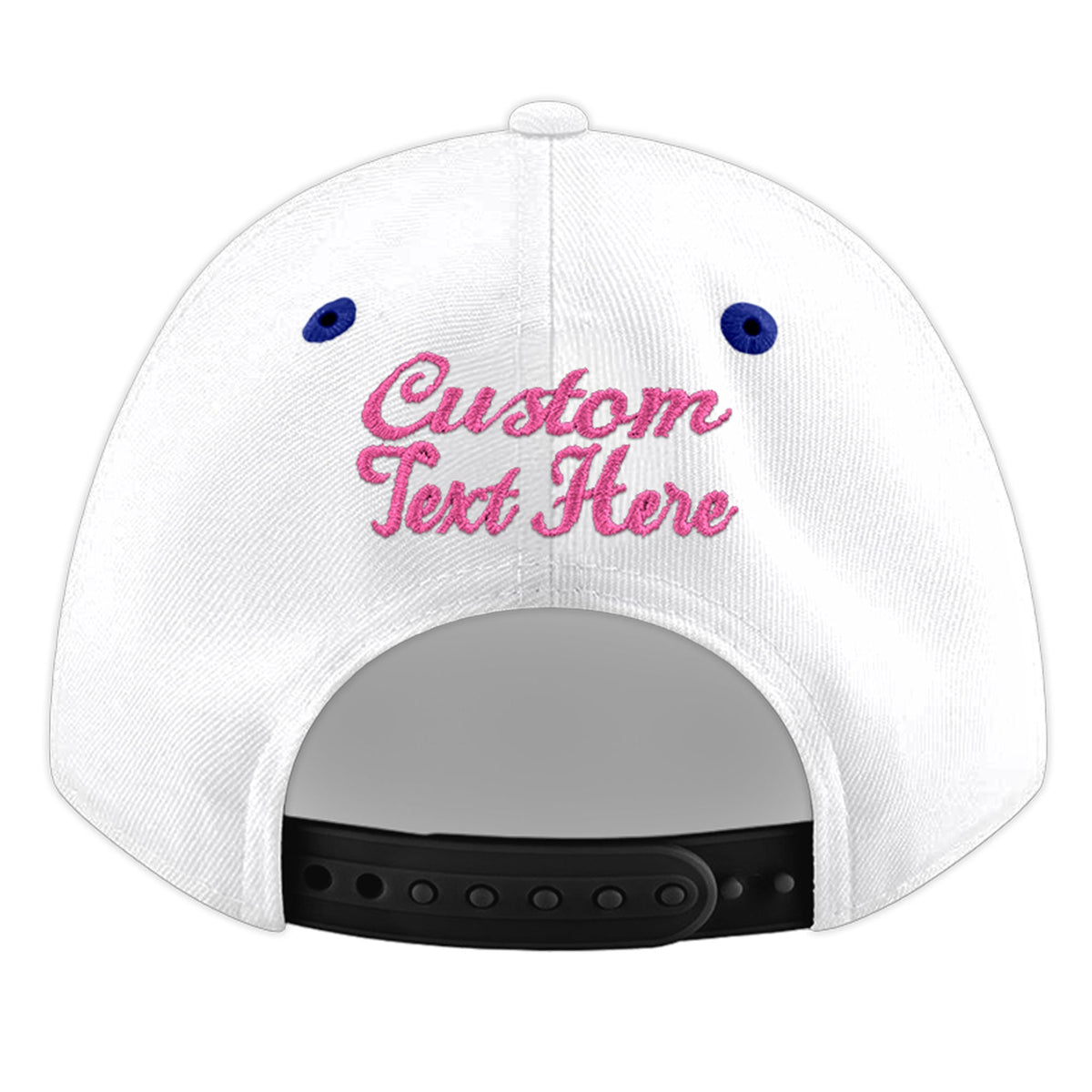 Custom White Royal Blue 191D Puff Embroidery Flat Embroidery Casual Sport Baseball Cap