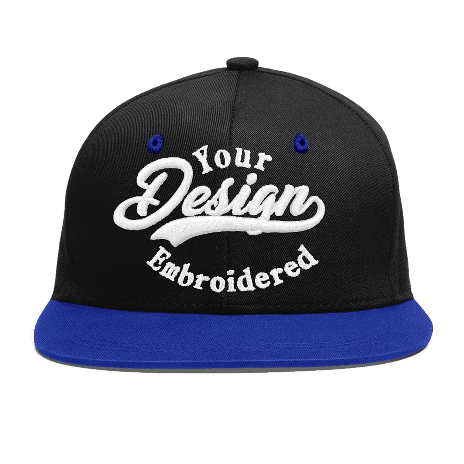 Custom Black Royal Blue 3D Puff Embroidery Flat Embroidery Casual Sport Baseball Cap