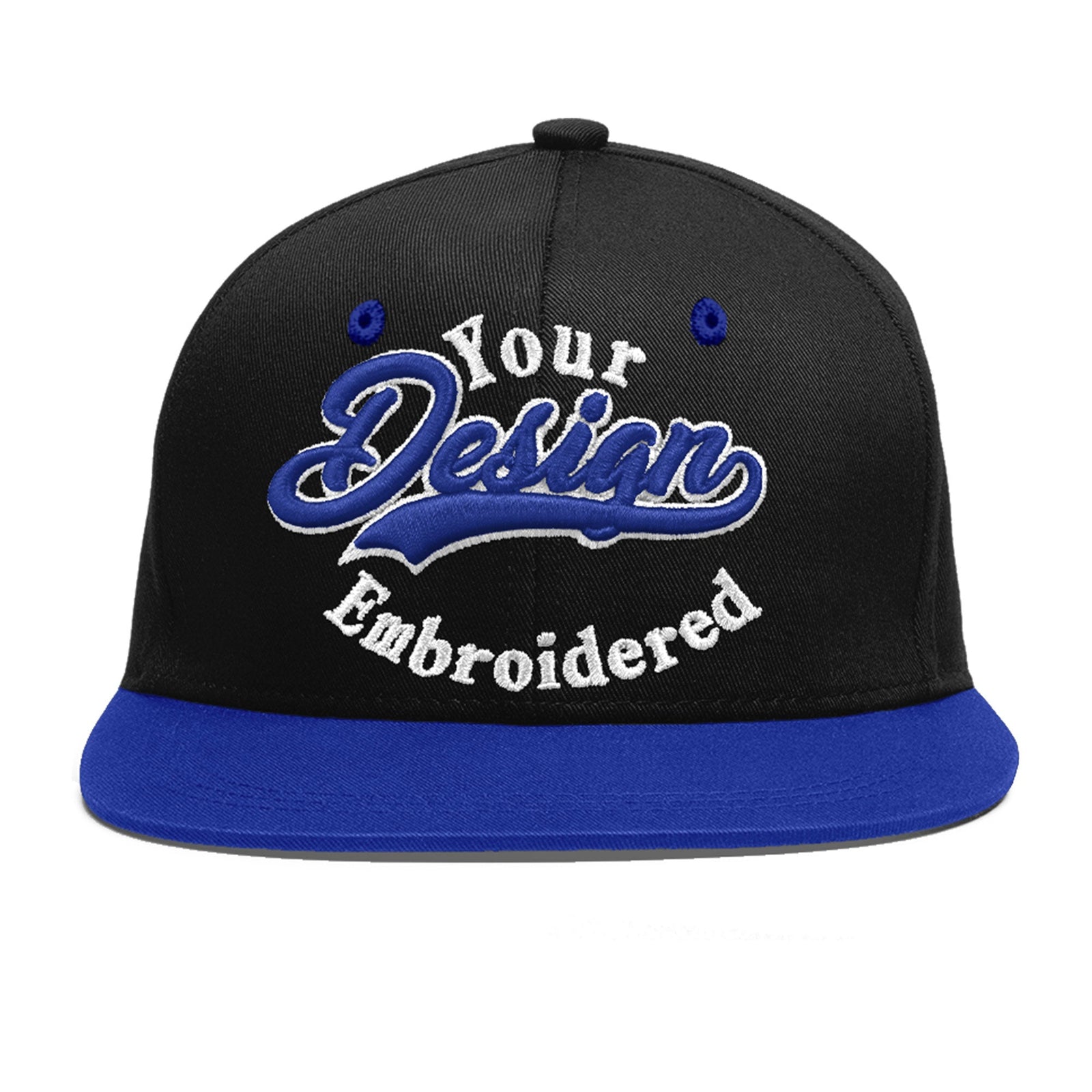 Custom Black Royal Blue 3D Puff Embroidery Flat Embroidery Casual Sport Baseball Cap