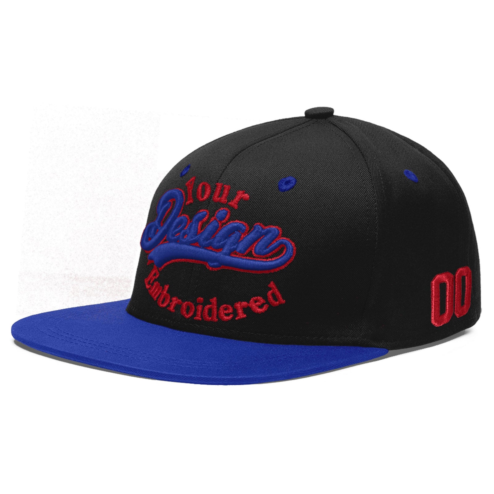 Custom Black Royal Blue 3D Puff Embroidery Flat Embroidery Casual Sport Baseball Cap